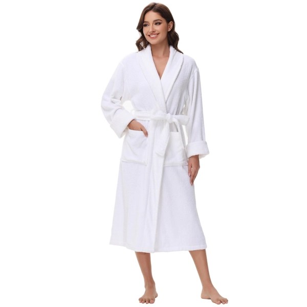 Women's White Cotton Terry Robe, S/M Kirklands Home