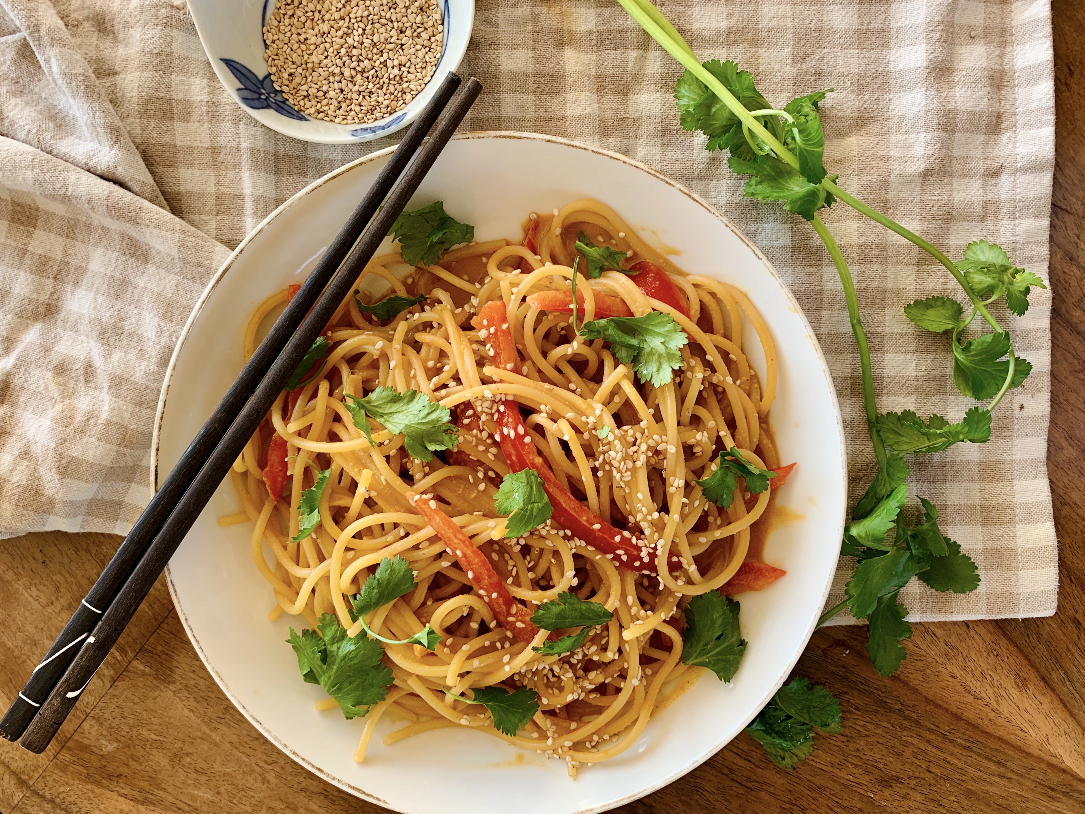 Spicy sesame peanut butter noodles Kitchen Stories recipe