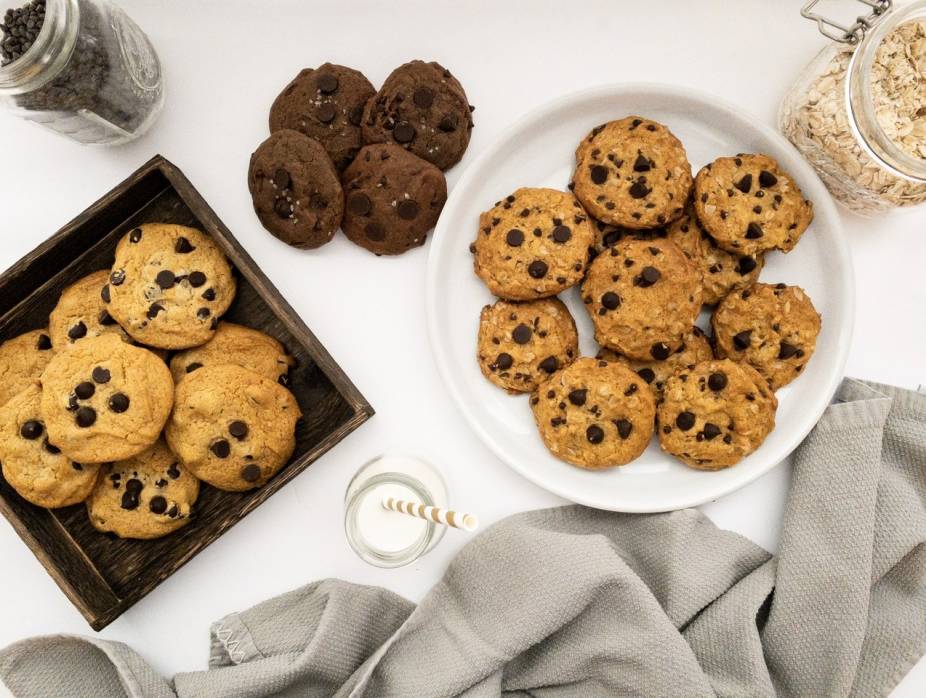 Eggless Chocolate Chip Cookies 3 Ways