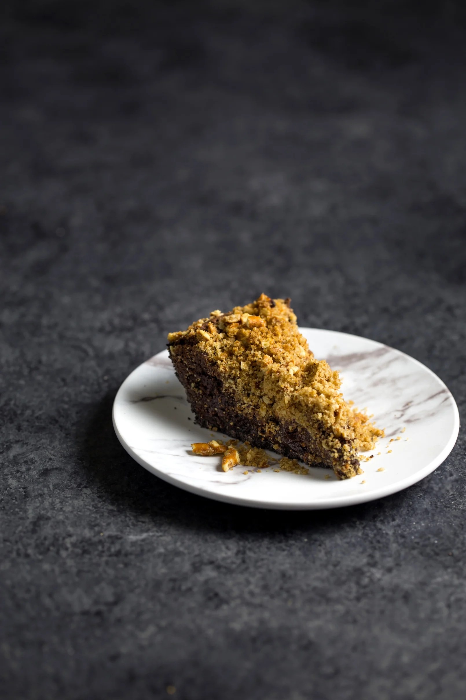 Chocolate Fudge Pie with Pretzel Streusel Topping