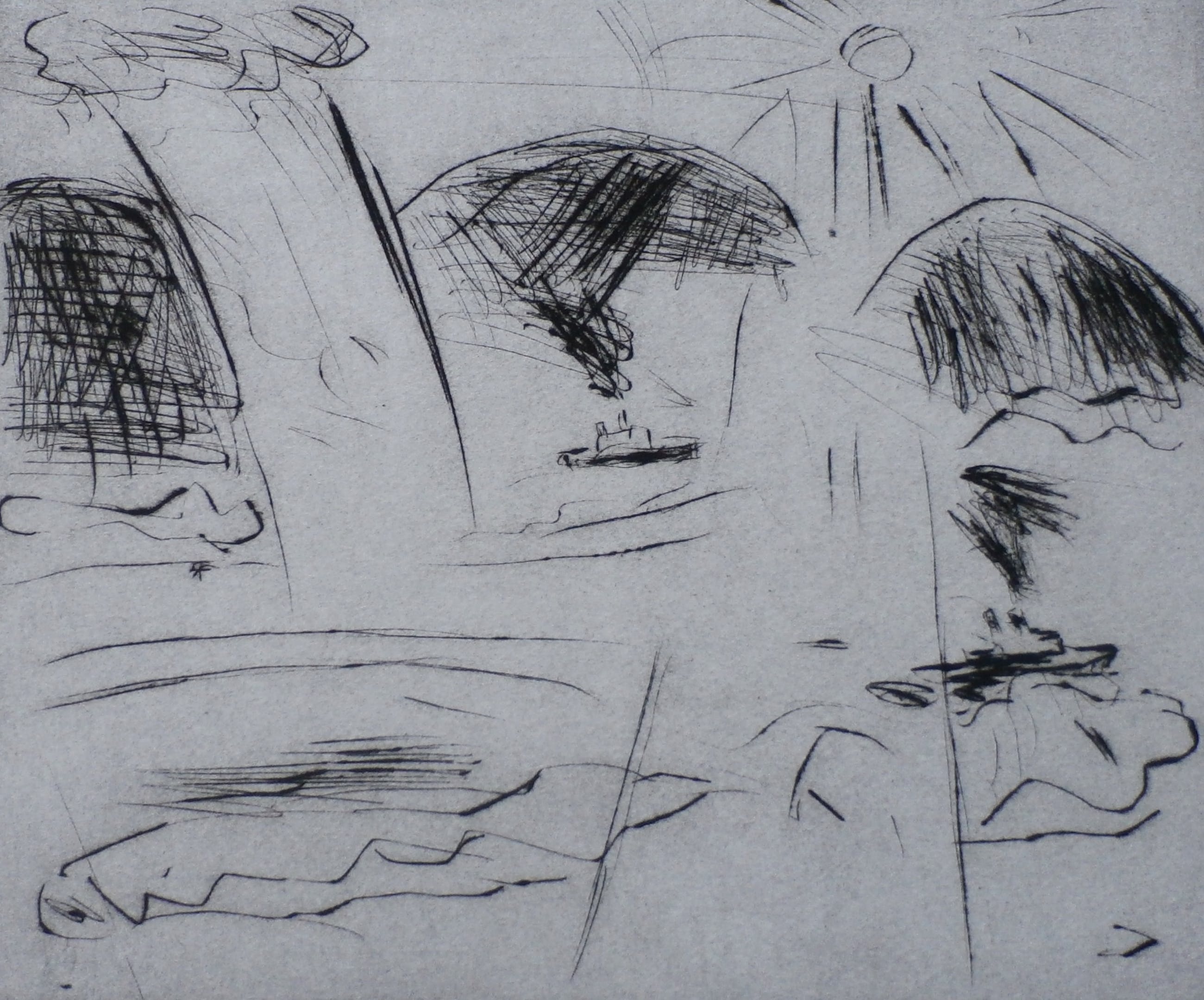 Henk Huig Ets Boot Op Zee Kopen Bied Vanaf 25 Kunstveiling Nl