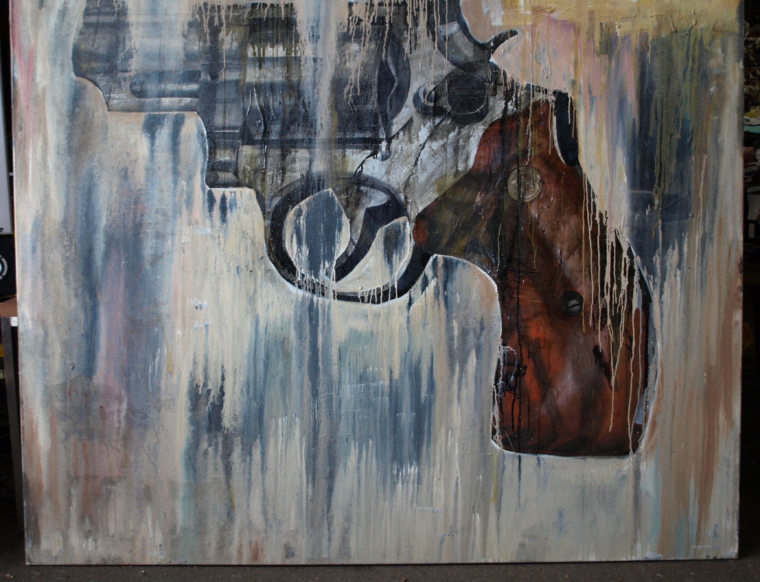 Ronald Hooft Zeer Groot Schilderij 200 X 200 Cm Gun New York 1992 Verkocht Kunstveiling Nl