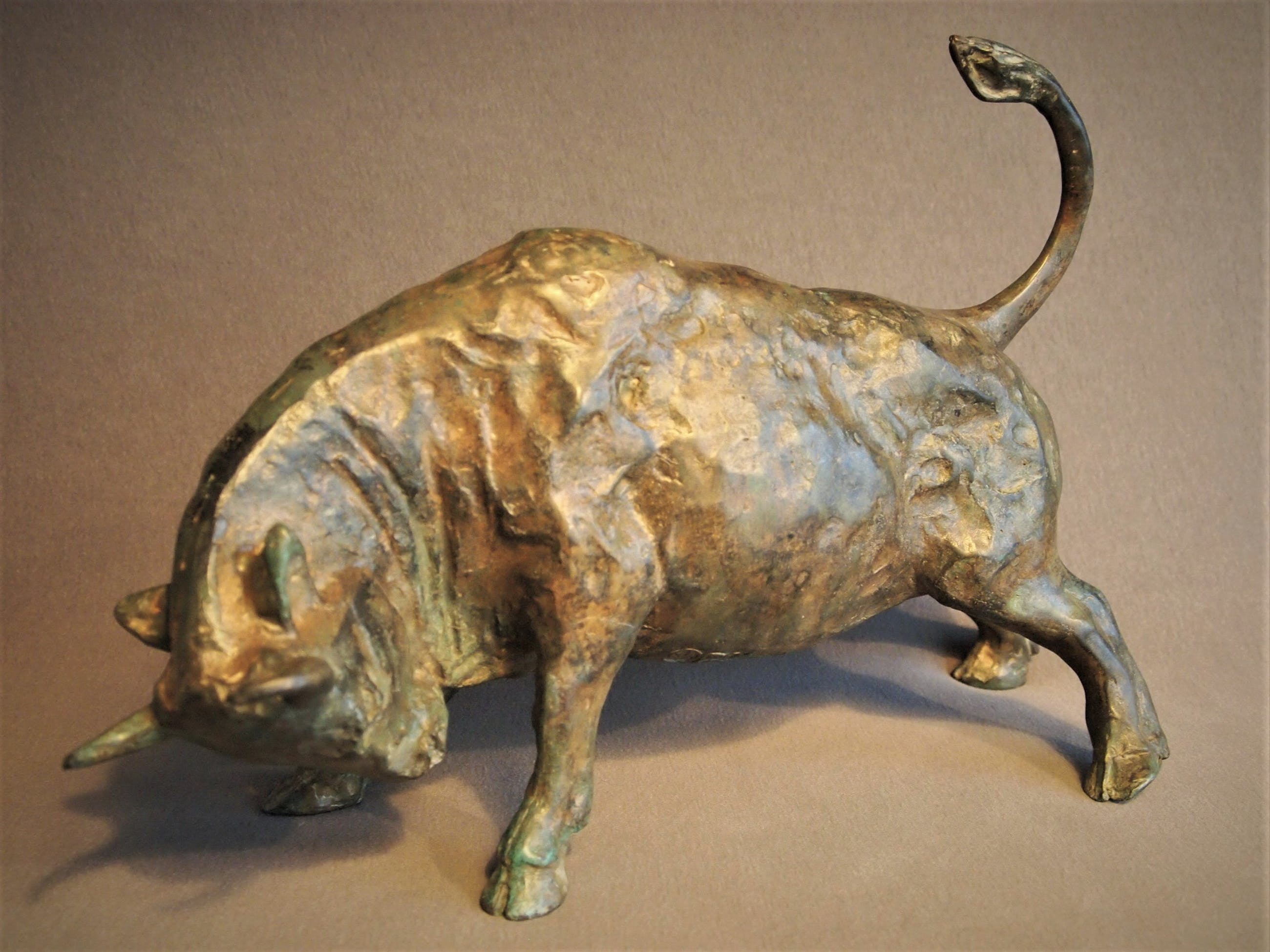 Pierre Bronze Charging Bull (Taureau chargeants) signed P