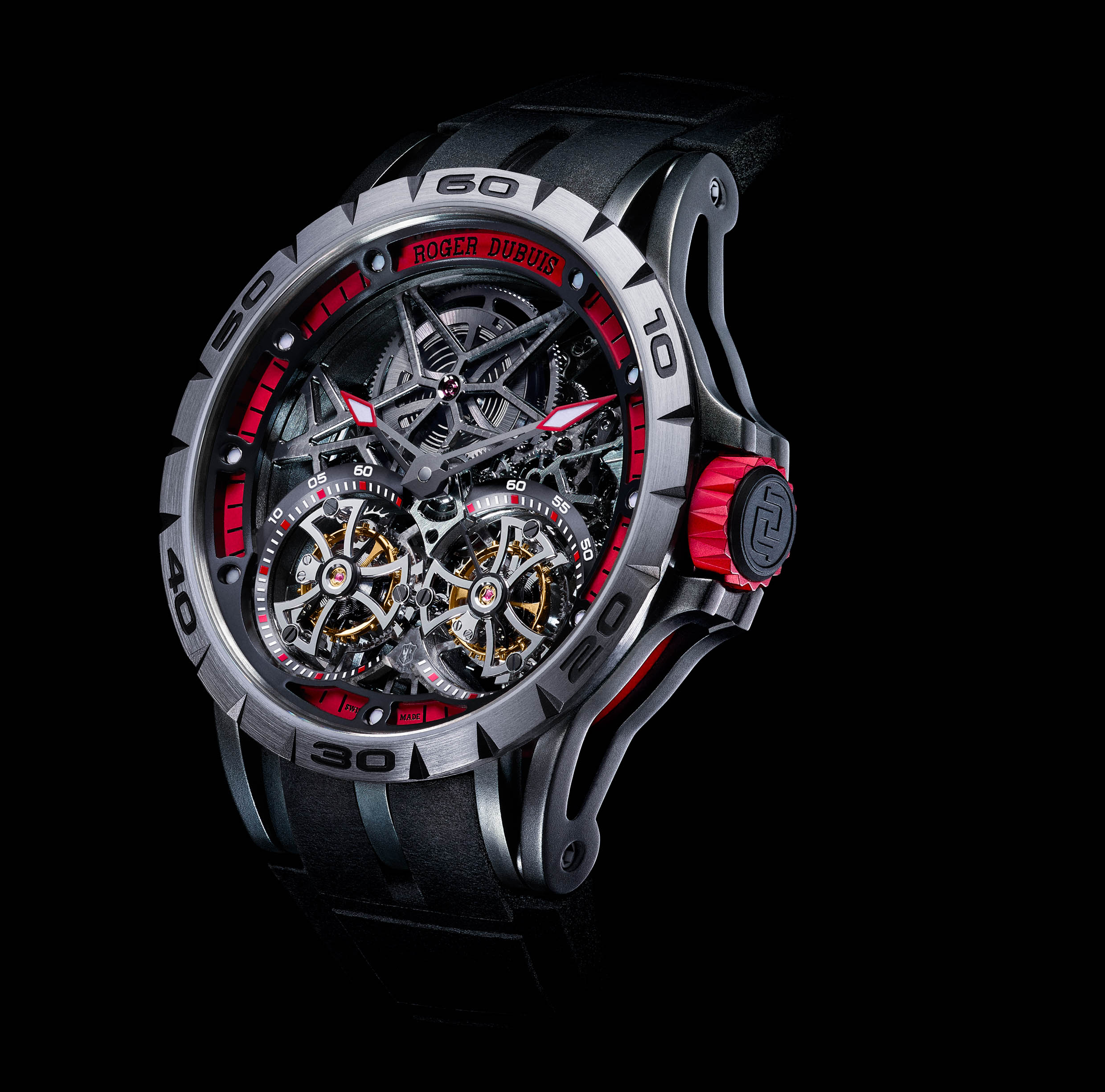 La Cote Des Montres The Roger Dubuis Excalibur Spider Skeleton Double Flying Tourbillon Watch Technical Skeletons