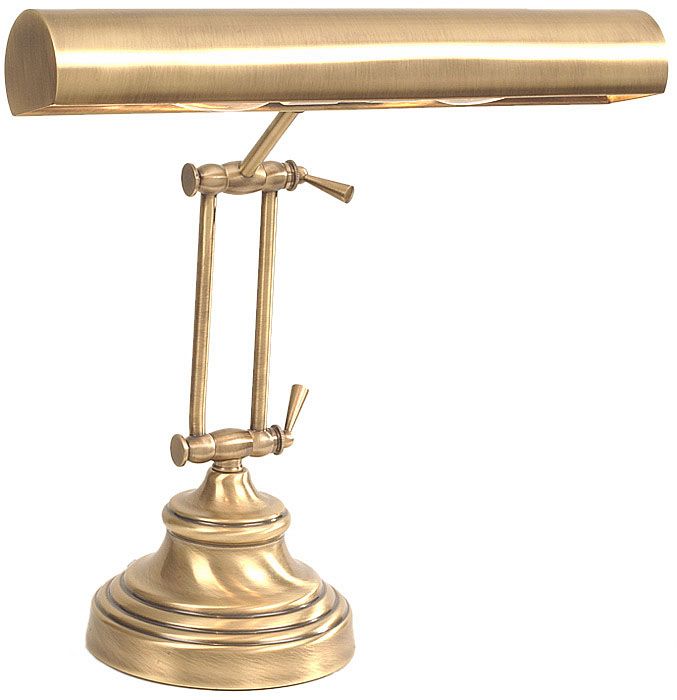House of Troy Round Base Upright Antique Brass Piano Lamp 01016