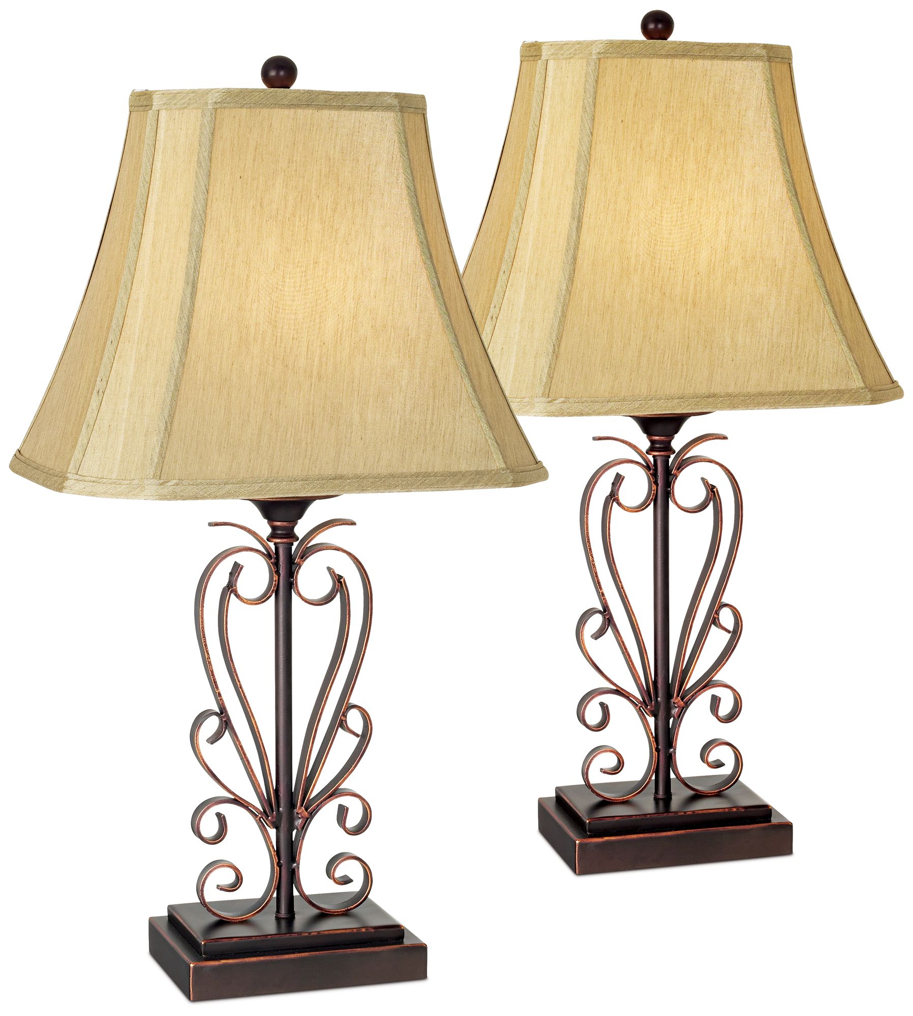 Set of Two Iron Scroll Table Lamps by Franklin Iron Works 06424