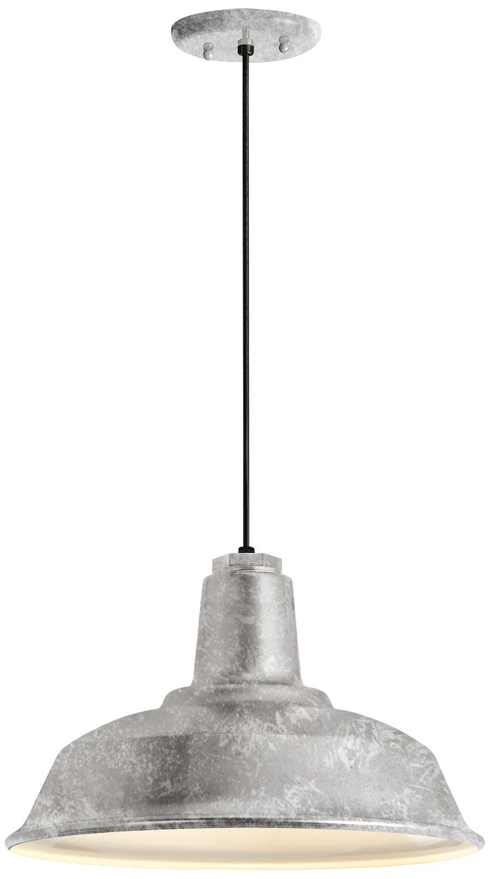 RLM Heavy Duty 14"W Galvanized Outdoor Hanging Light 10P29 Lamps Plus