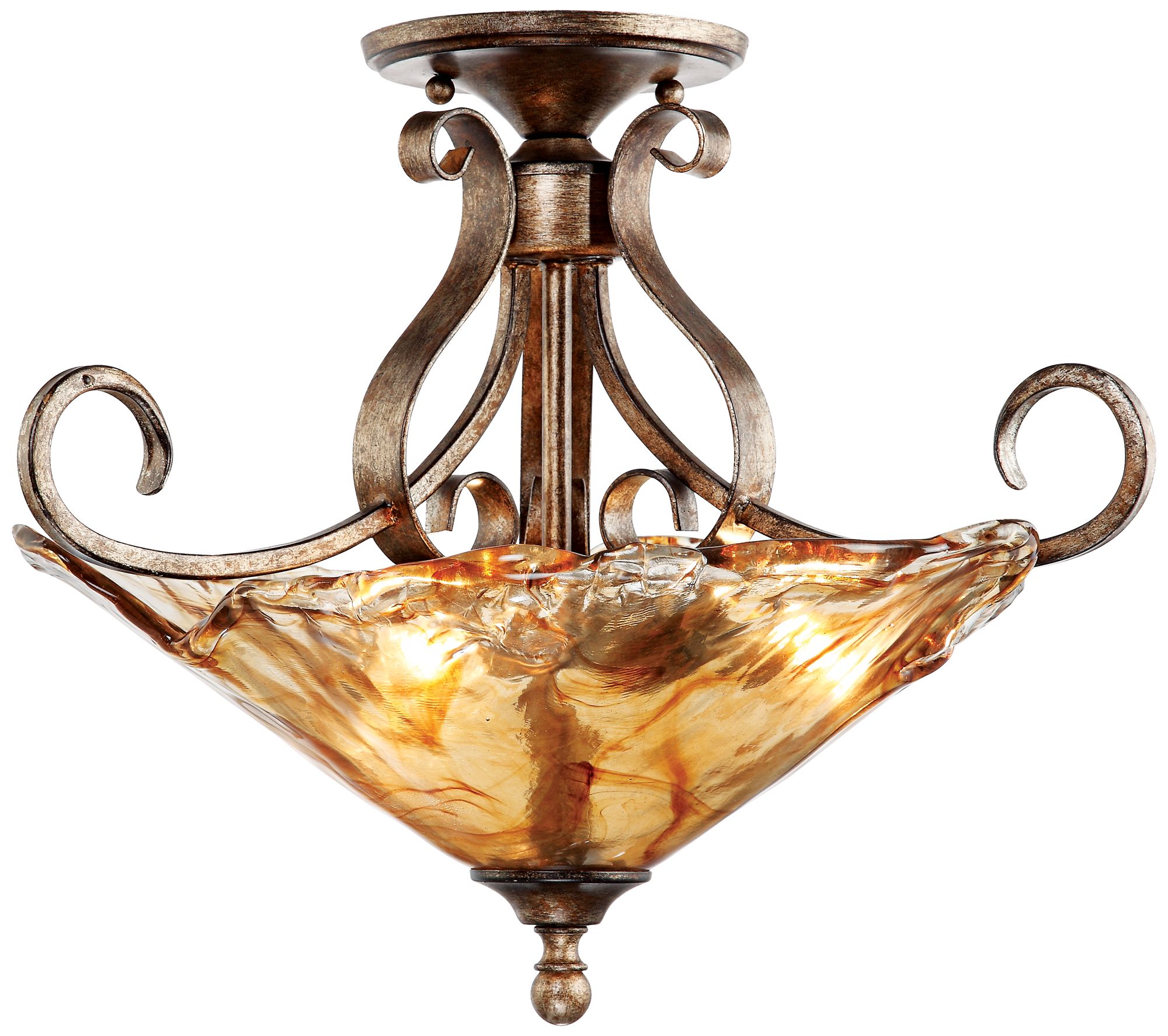 Amber Scroll 20 1/4" Wide Art Glass Ceiling Light 11792 Lamps Plus