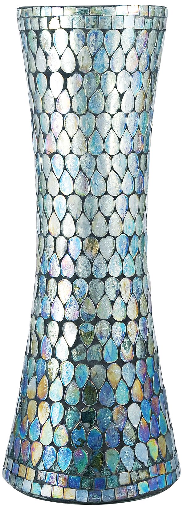 Ambia Aqua Shimmer Mosaic 15 1/2" High Glass Vase 11T45 Lamps Plus