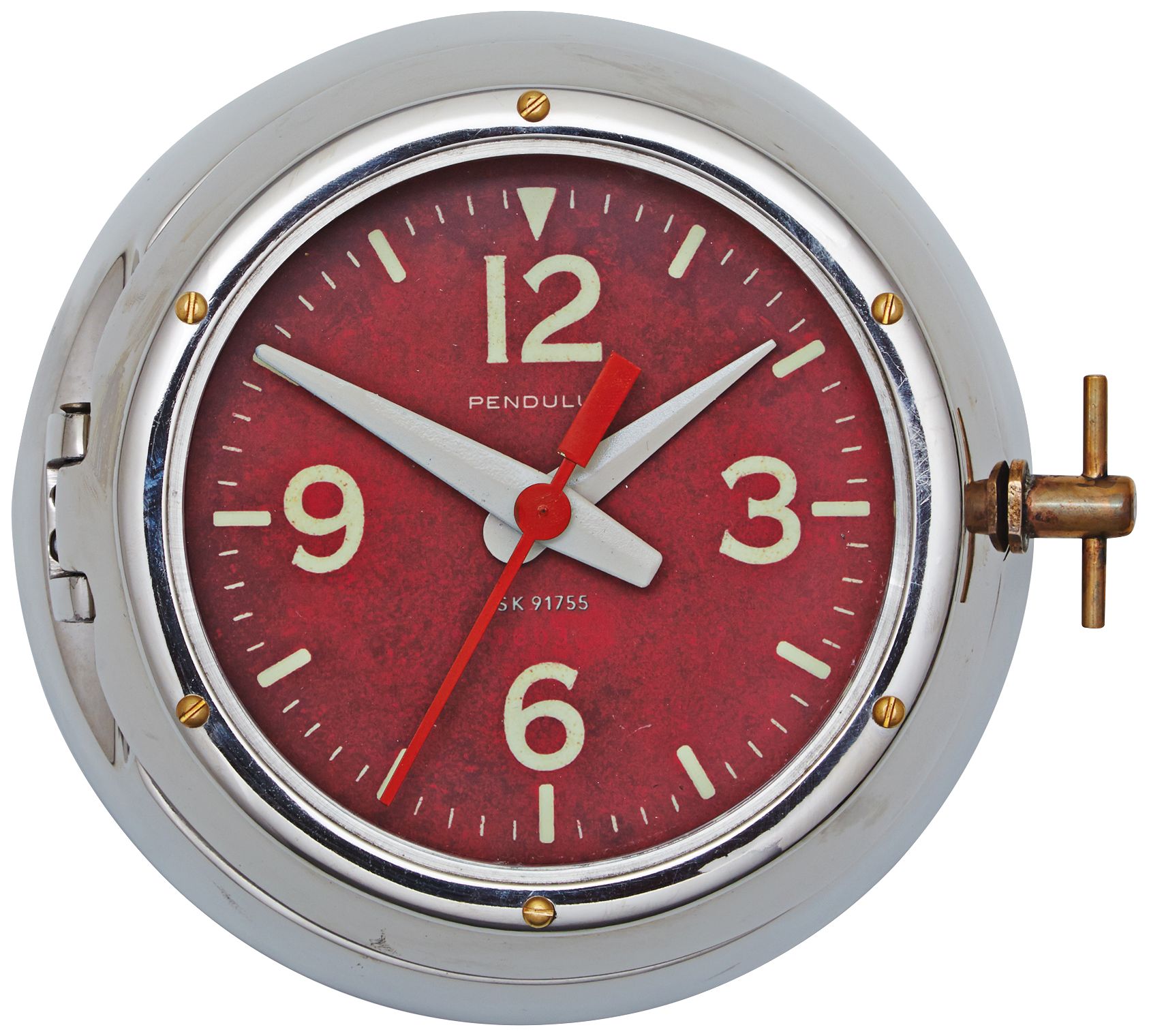 Deep Sea 9" Wide Aluminum Cold War Submarine Wall Clock 11V70