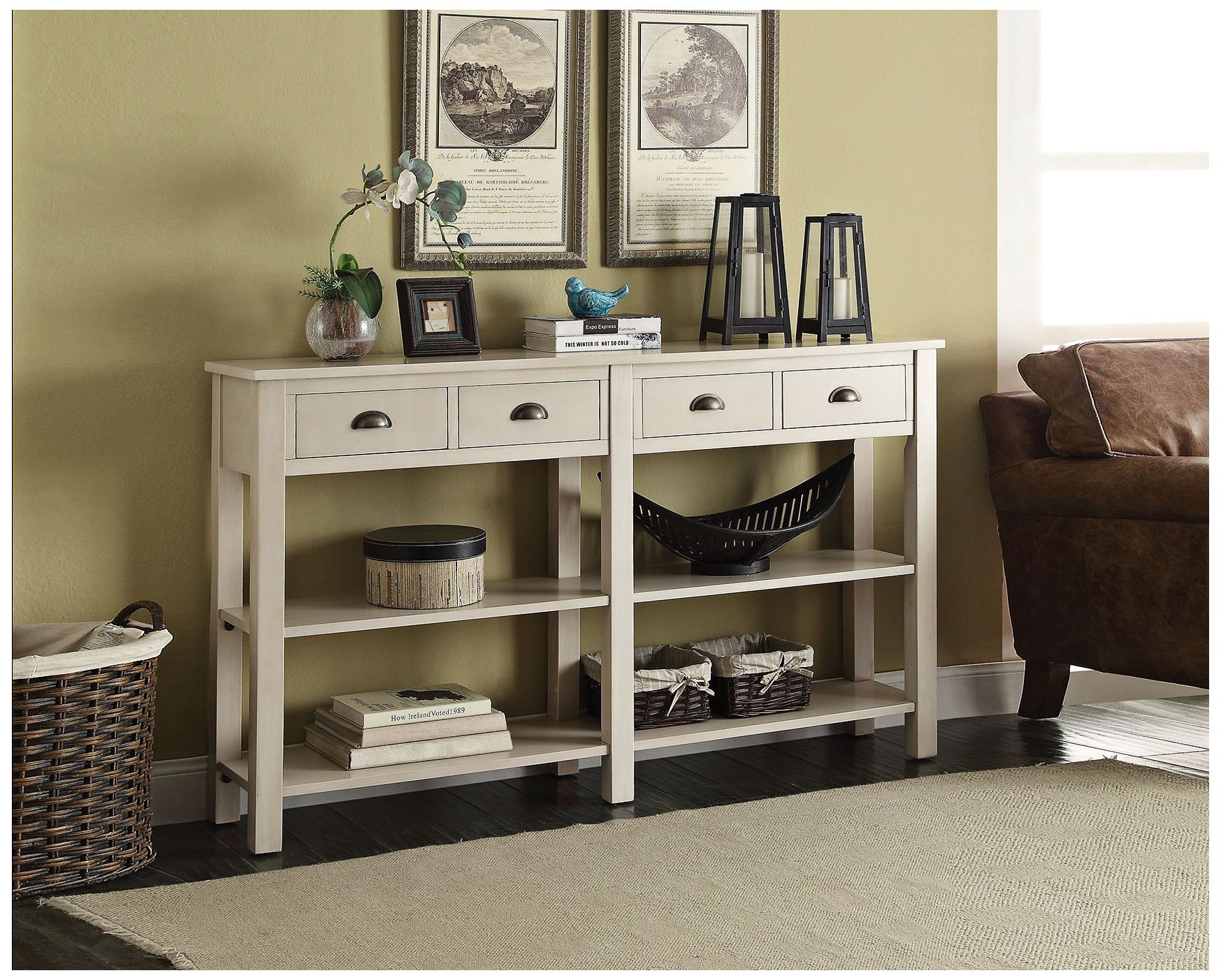 60 Inch Wide Console Table Nathan 60" Wide Cream 4Drawer Medium Console Table 11W31 Lamps Plus