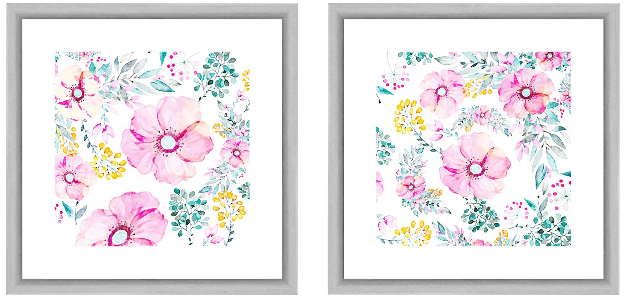 Pastel Florals 18"W 2Piece Framed Giclee Wall Art Set 12P14 Lamps