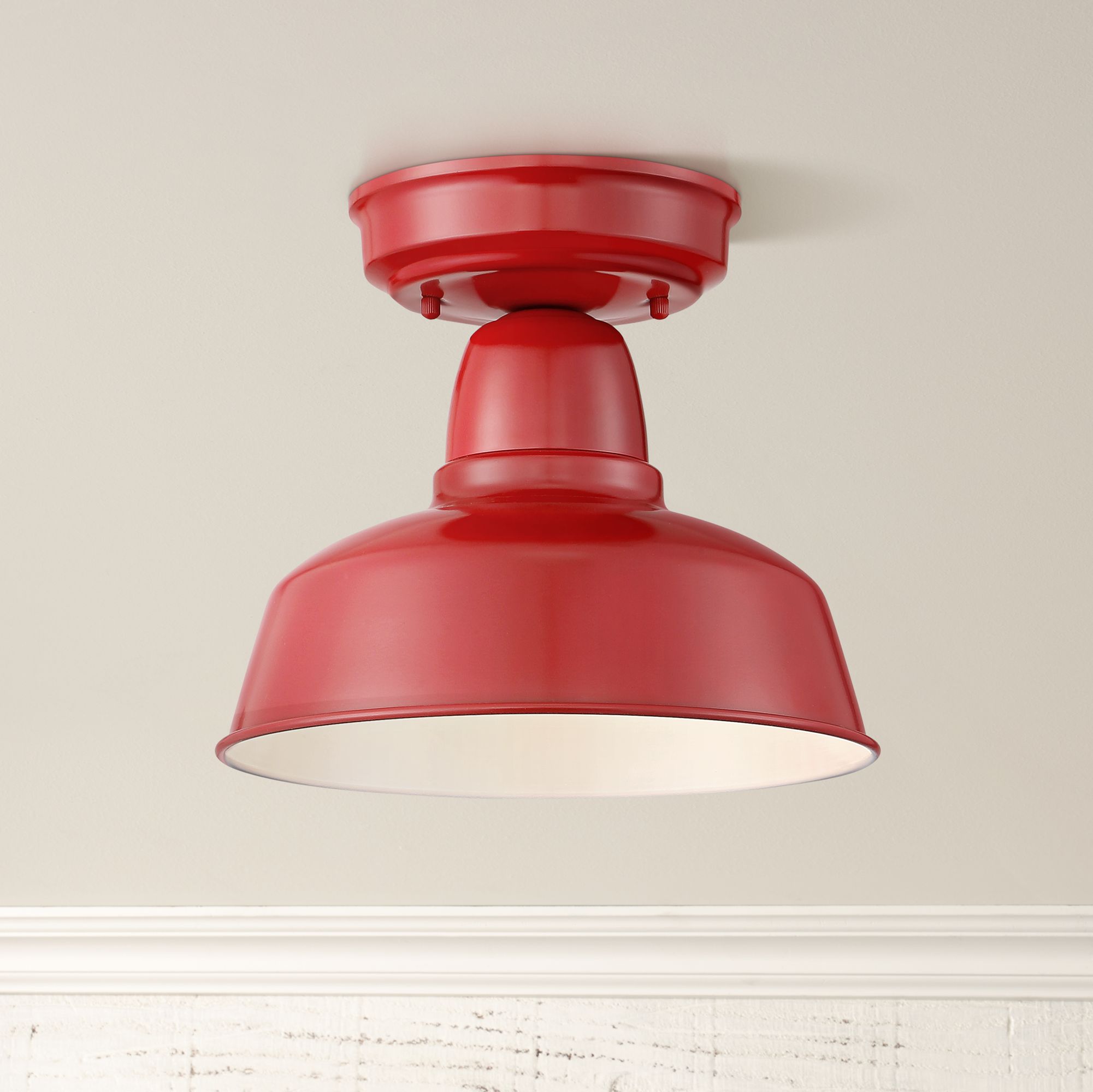 Farmhouse Outdoor Ceiling Light Fixture Urban Barn Red 10 1/4" for