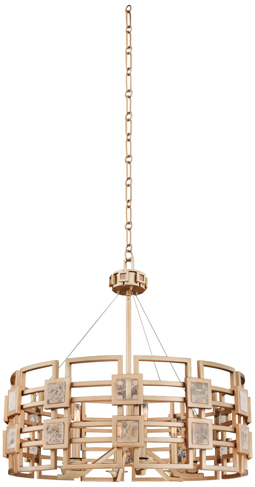 Metropolis 28" Wide Modern Gold LatticeCage Pendant Light 13N03