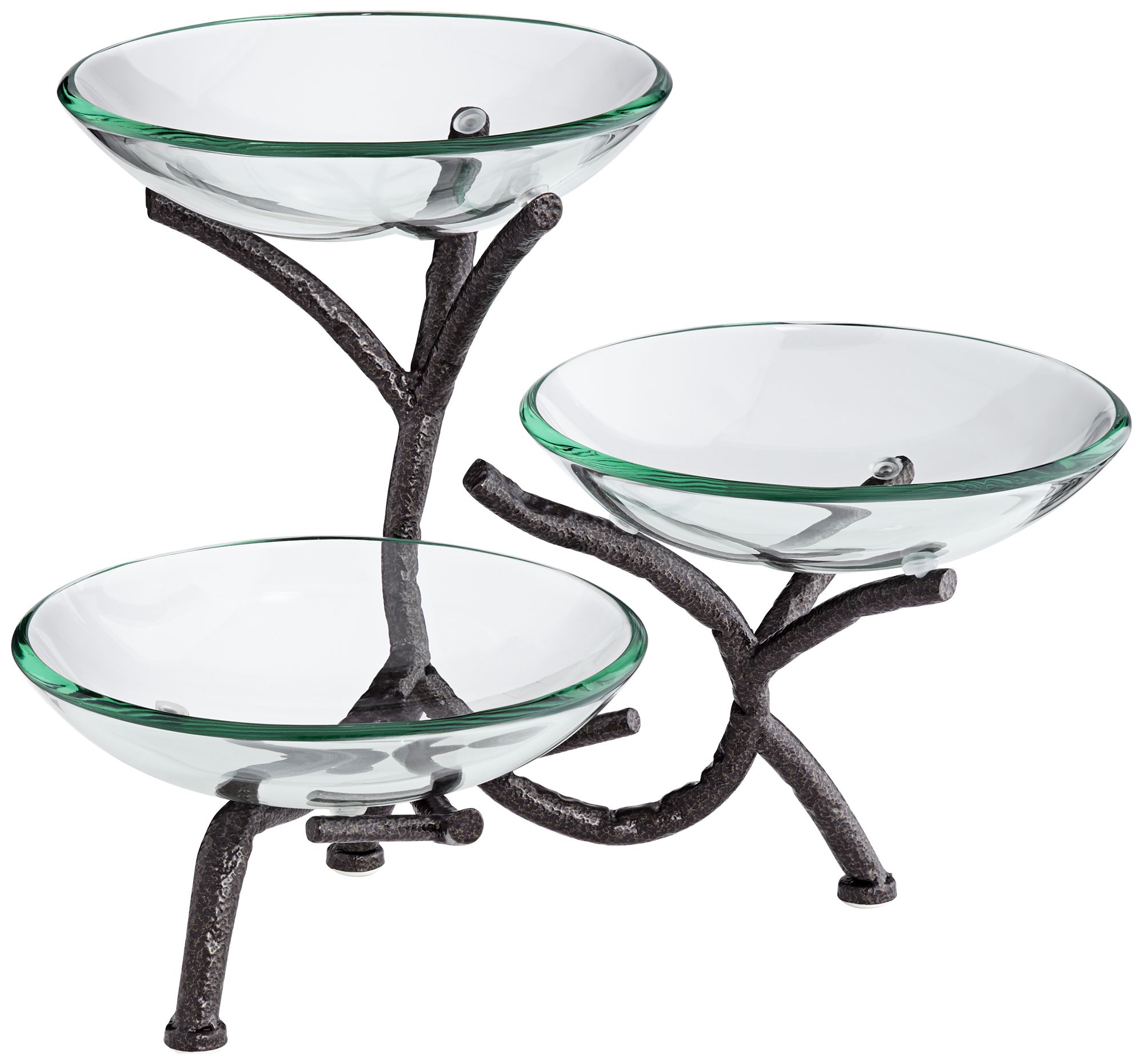 Kitchen, Dining & Bar Metal Branching 3Tier Bowl Stand With Glass