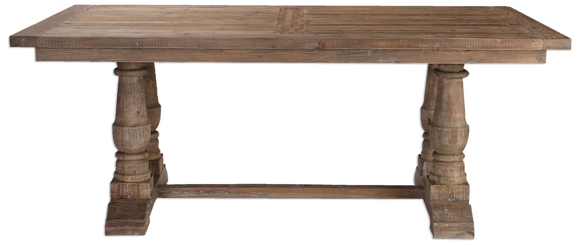 Uttermost Stratford 76"W Stony Gray Wash Wood Dining Table 16E38 Lamps Plus