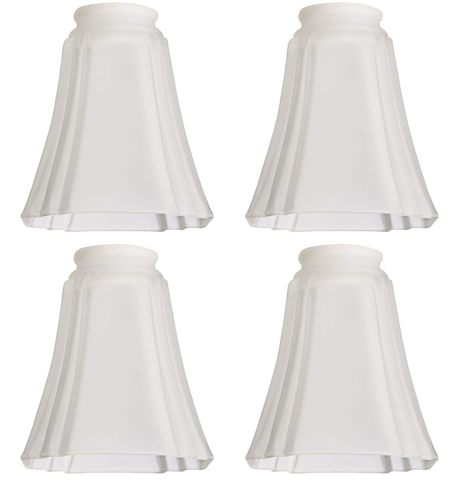 2 1/4" Fitter Set of 4 Frosted Square Deco Glass Shades 16Y80