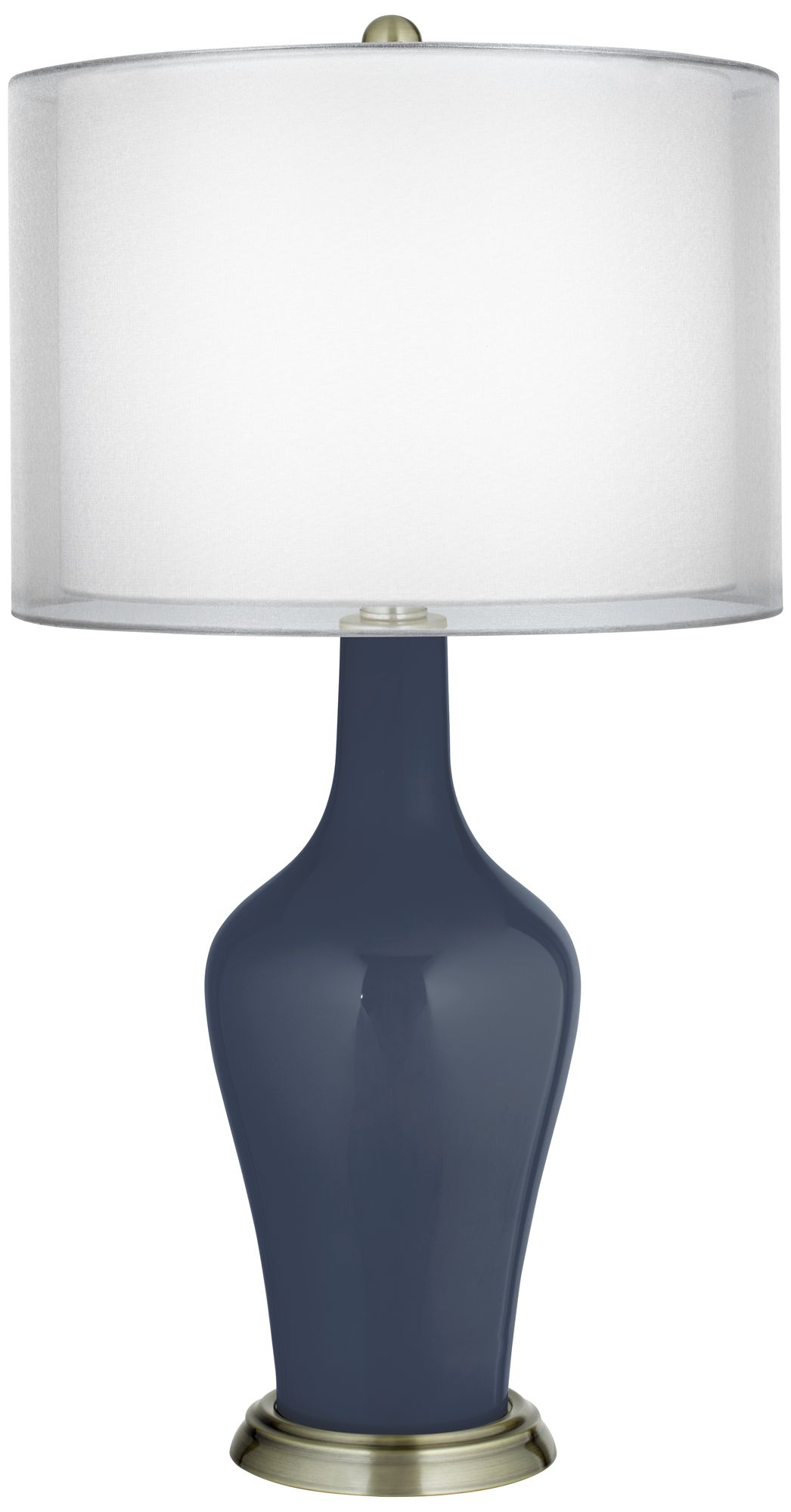 Naval Double Sheer Silver Shade Anya Table Lamp 17C77 Lamps Plus