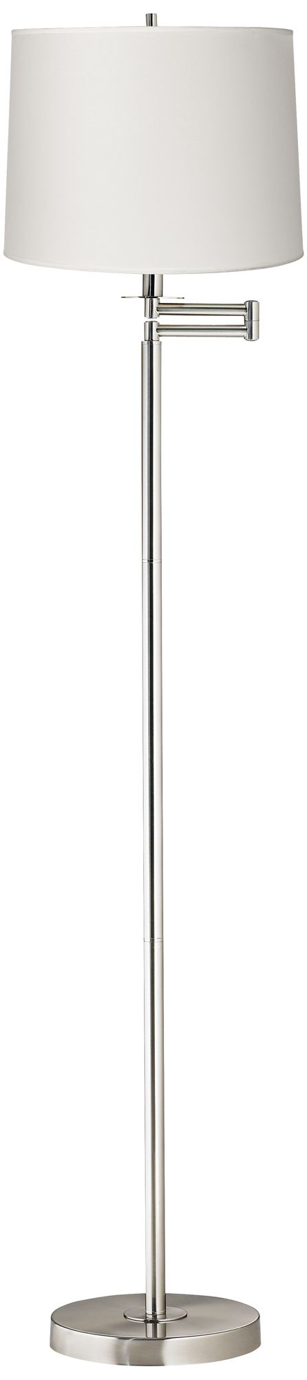 White Drum Brushed Nickel Swing Arm Floor Lamp 17D84 Lamps Plus