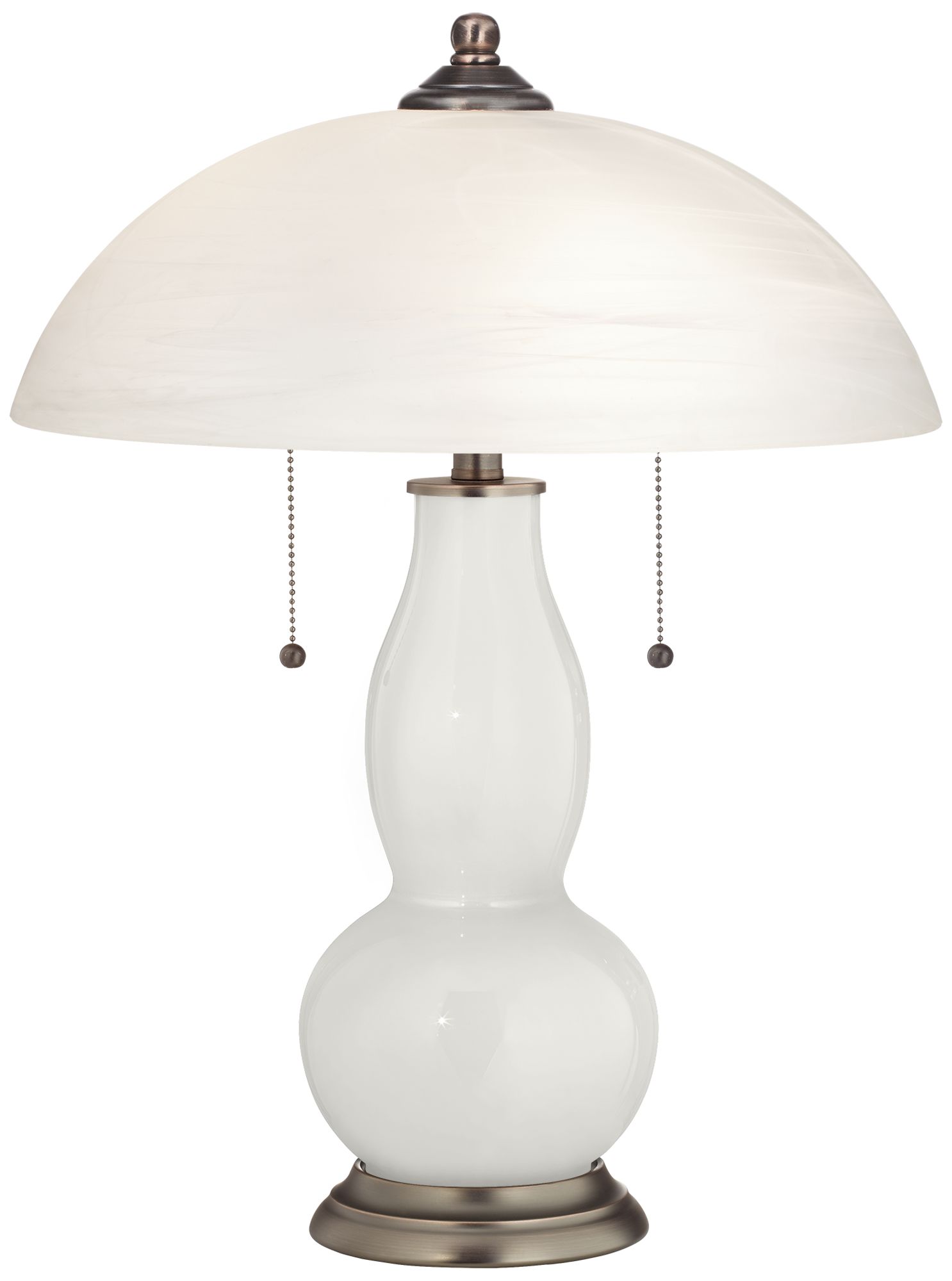 Winter White GourdShaped Table Lamp with Alabaster Shade 17H42