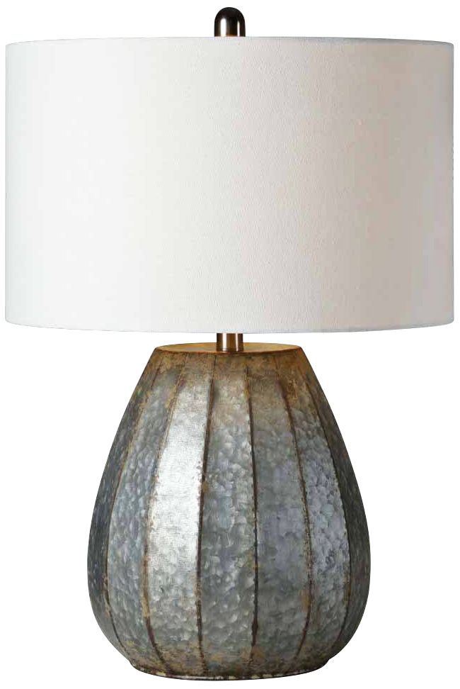 Rhett Galvanized Ribbed Metal Modern Table Lamp 19P04 Lamps Plus