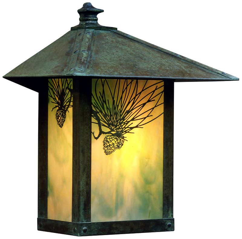 Evergreen 13" High Pine Filigree Glass Outdoor Wall Light 1D611