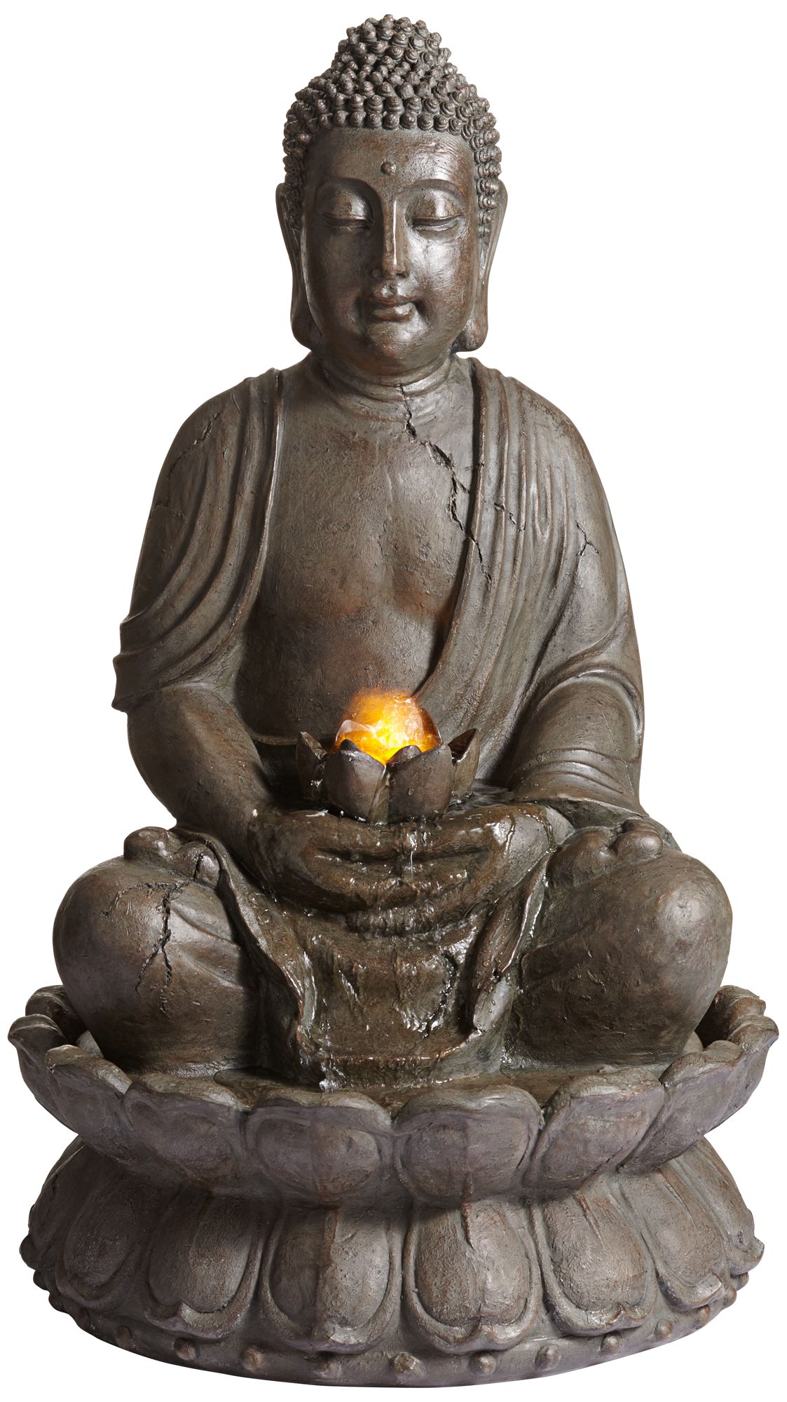 Asian Zen Buddha Outdoor Water Fountain with Light 33 1/2" for Garden