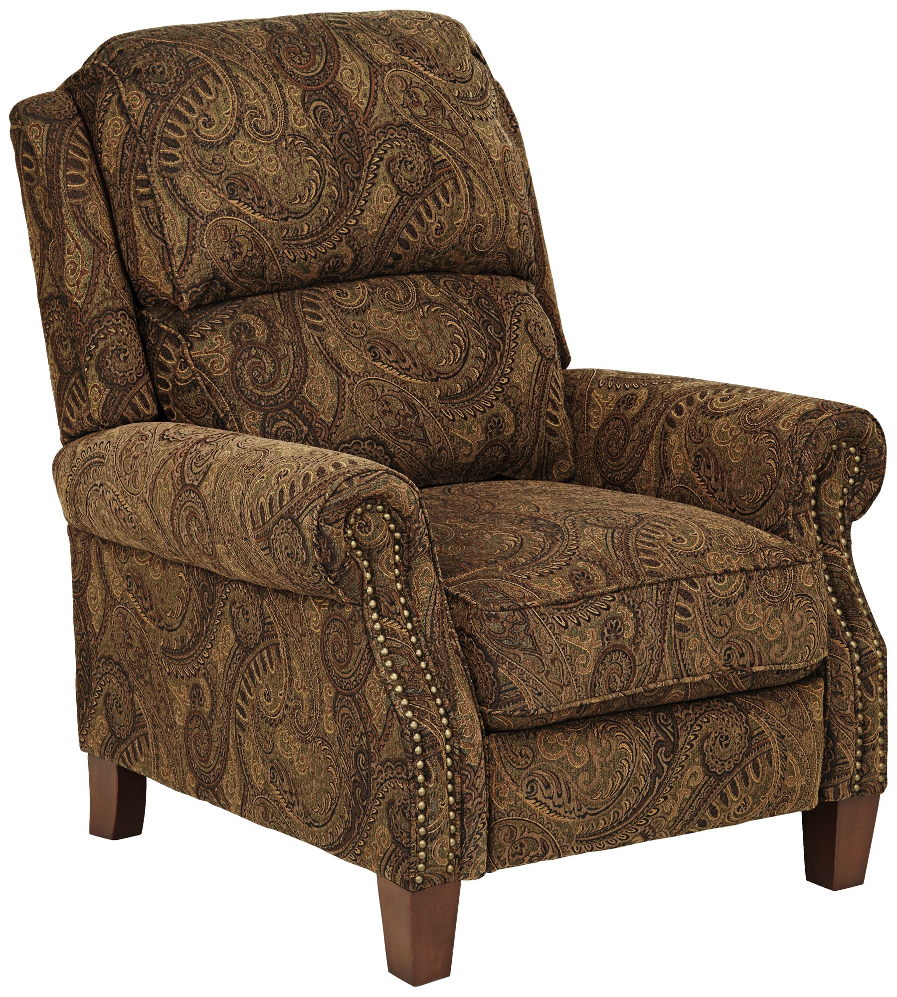 Beaumont Warm Brown Paisley PushThru Arm 3Way Recliner 1G803 Lamps Plus