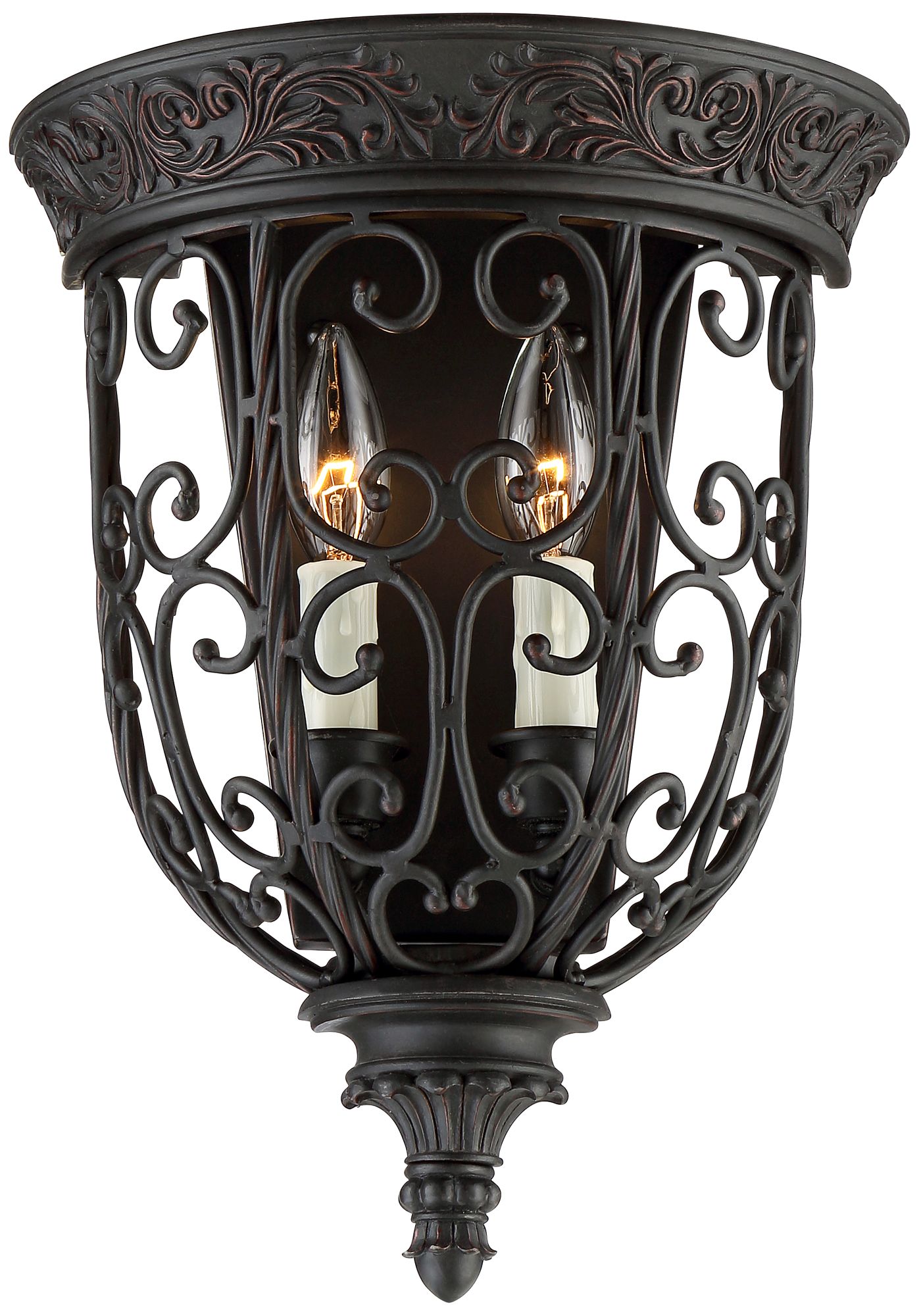 French Scroll 14 1/4" High Rubbed Bronze Wall Sconce 1H739 Lamps Plus