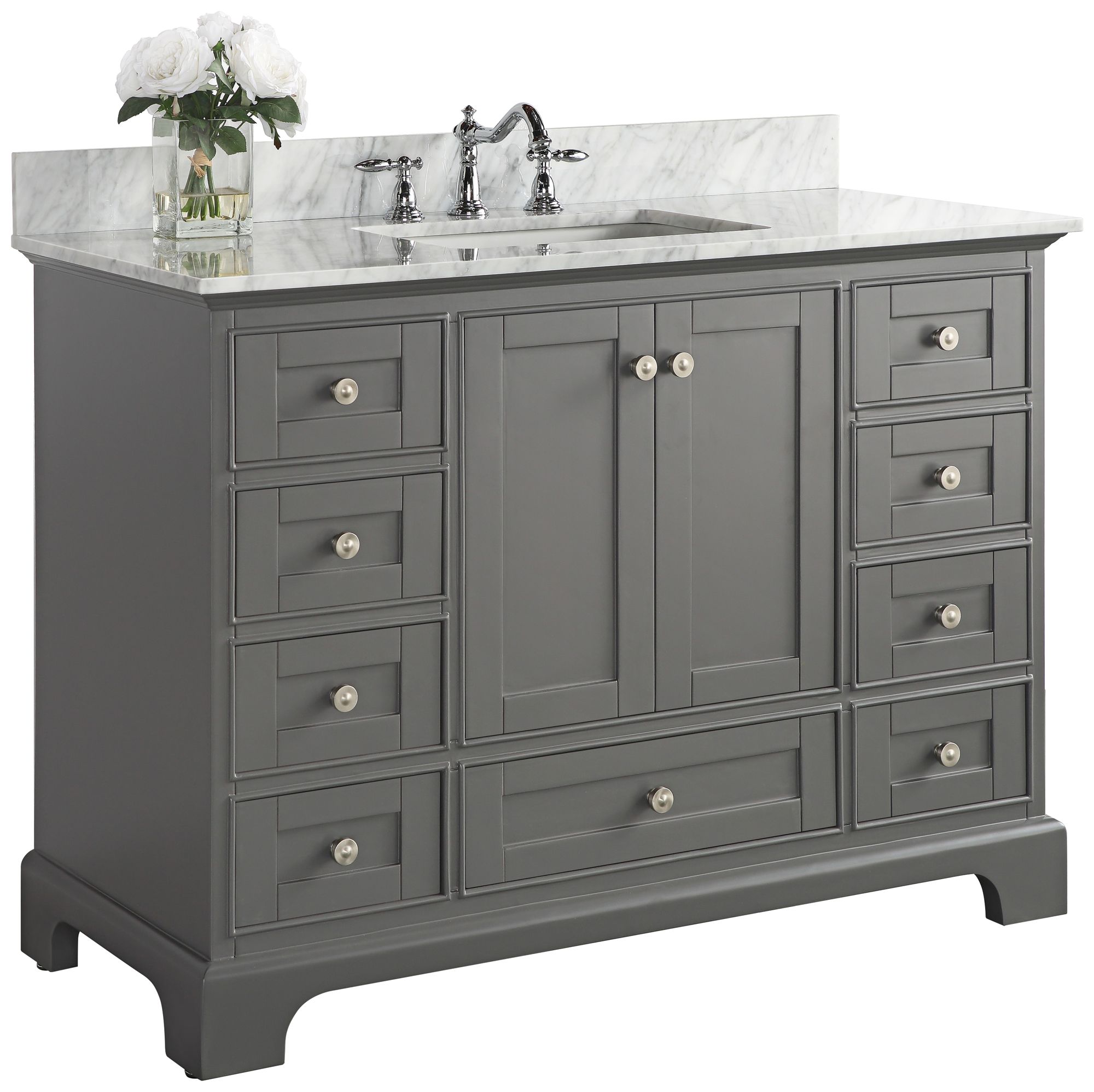 Audrey Sapphire Gray 48" White Marble Single Sink Vanity 1M874