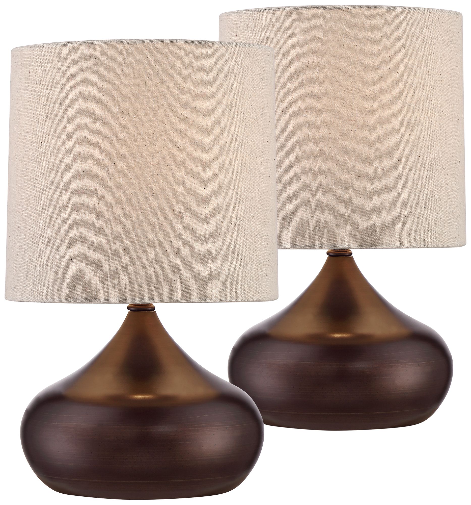 Steel Droplet 14 3/4" High Brown Small Accent Lamps Set of 2 1N508