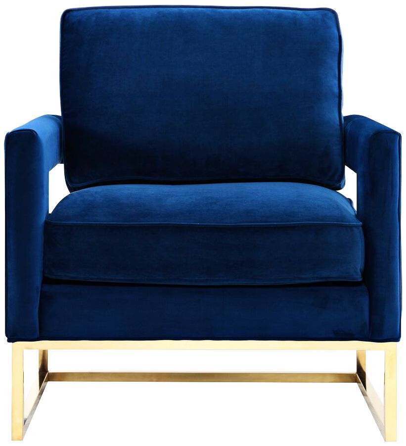 Avery Navy Blue Upholstered Velvet Armchair 1P373 Lamps Plus
