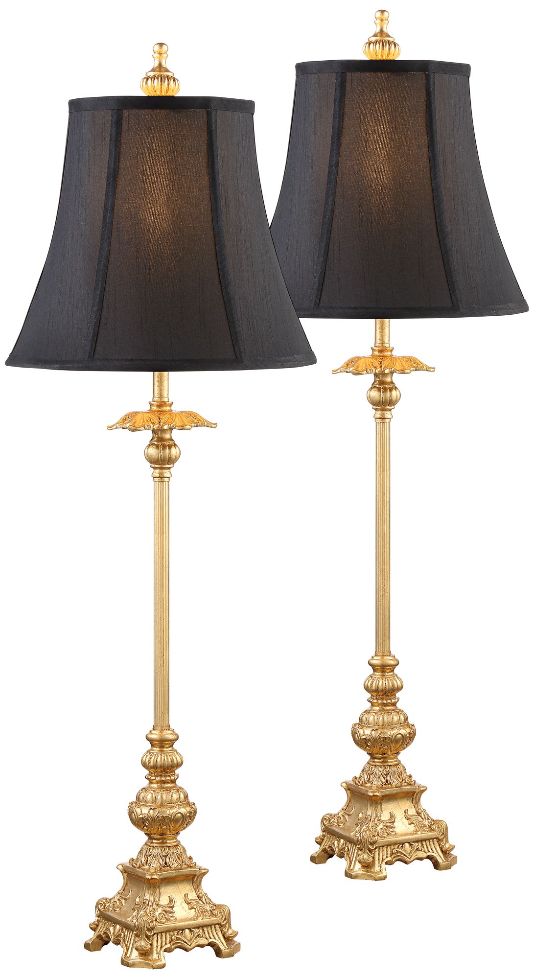 Juliette Gold with Black Shade Buffet Table Lamp Set of 2 1R055