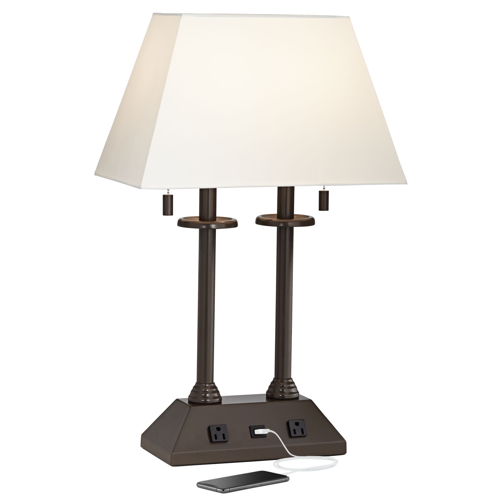 Charlton Bronze Workstation Desk Lamp with Outlets and USB 1R525