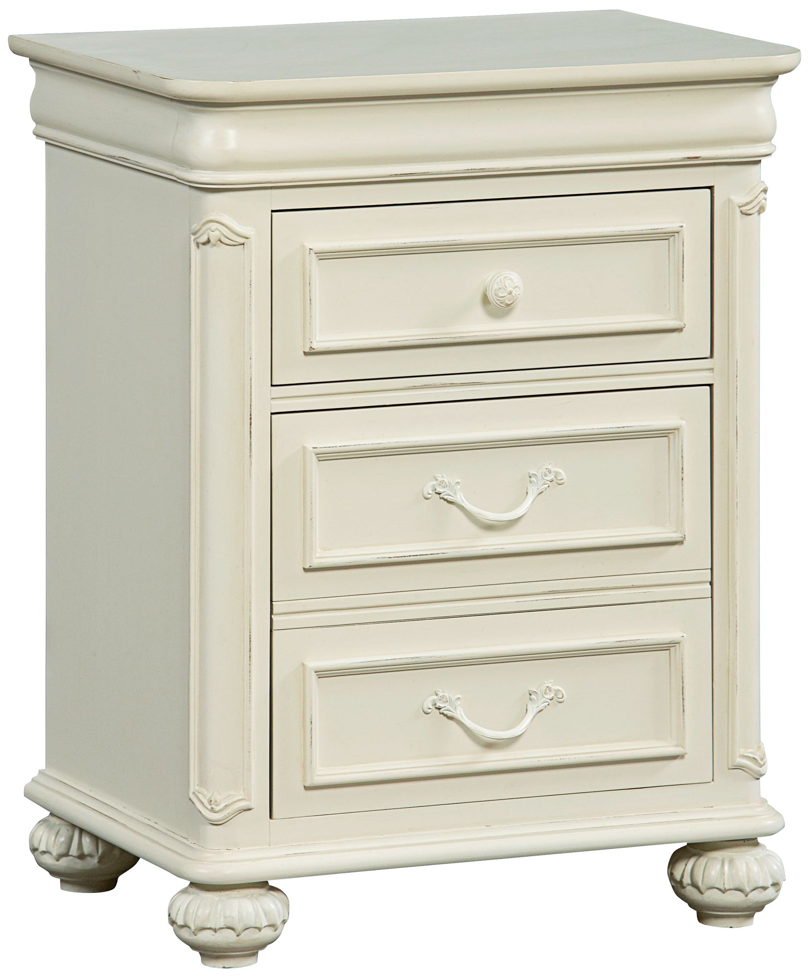 Charlotte Antique White Wood 2Drawer Night Stand 1V186 Lamps Plus