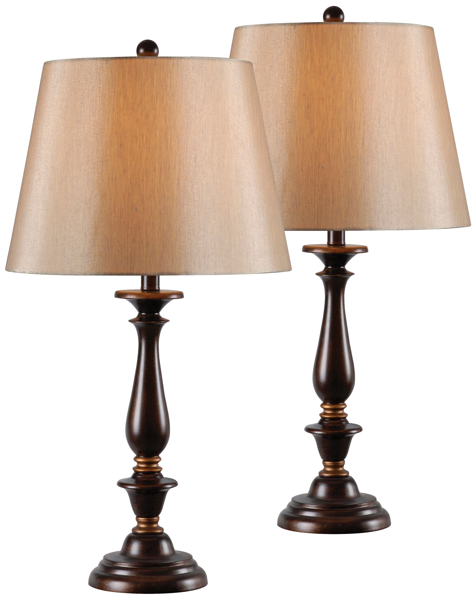Golden Bronze Traditional Candlestick Table Lamps Set of 2 1W829