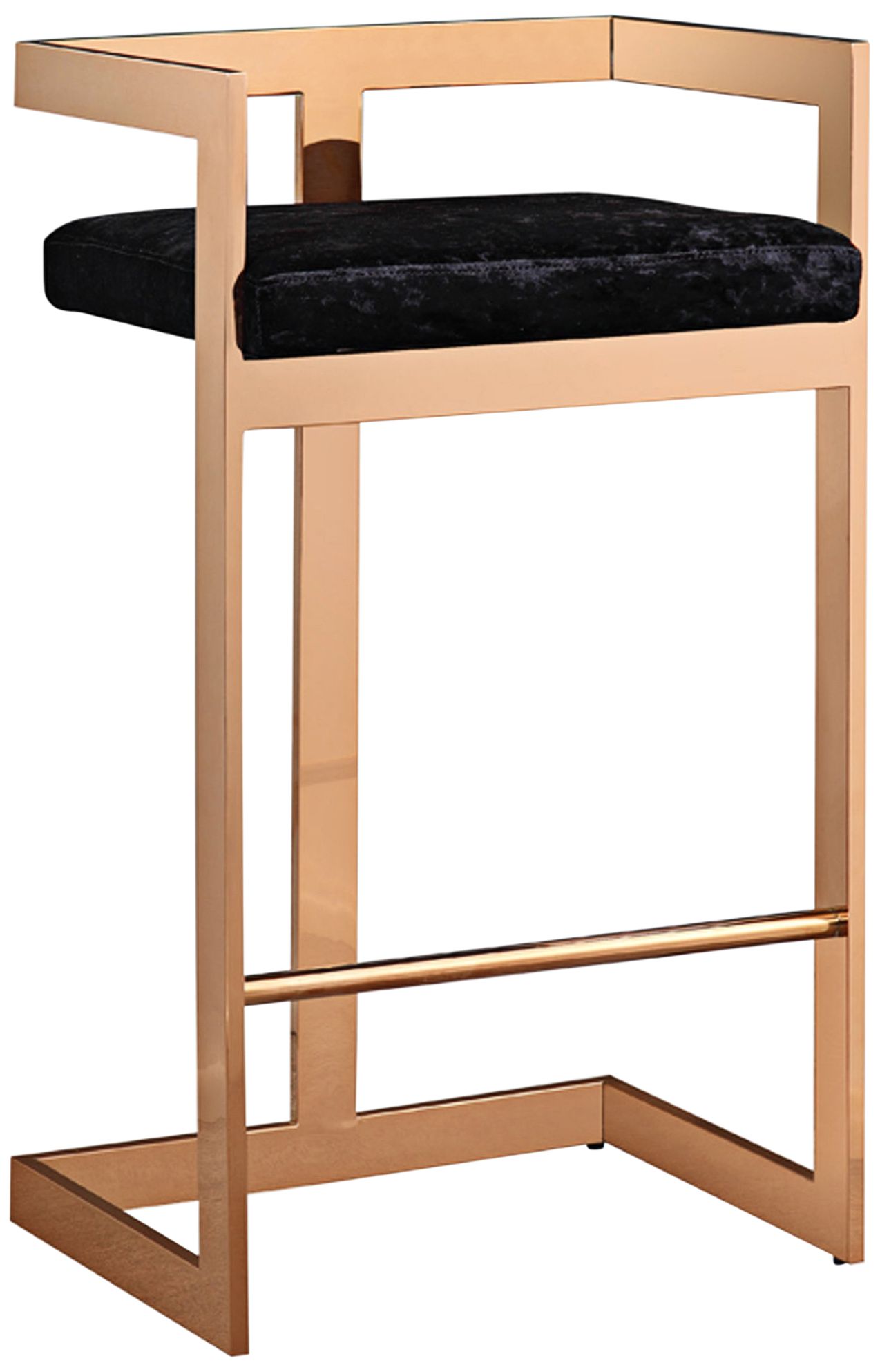 Marquee 30 Black Velvet And Rose Gold Barstool 20n41 Lamps Plus