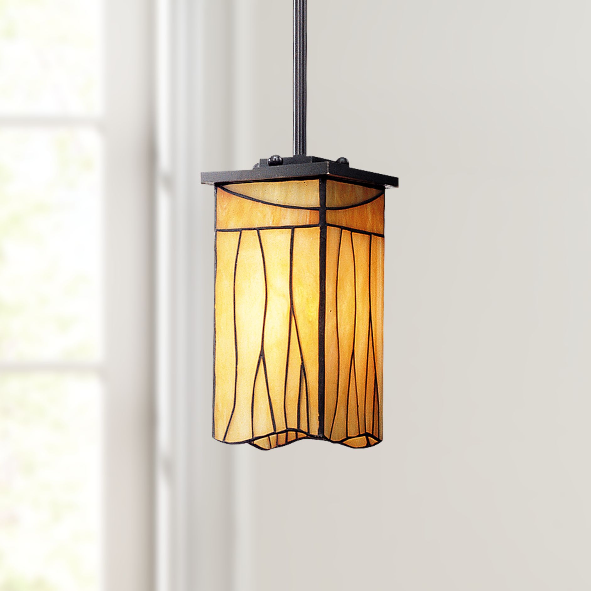 Bronze Mini Pendant Light 4" Rustic Art Glass Fixture Kitchen Island