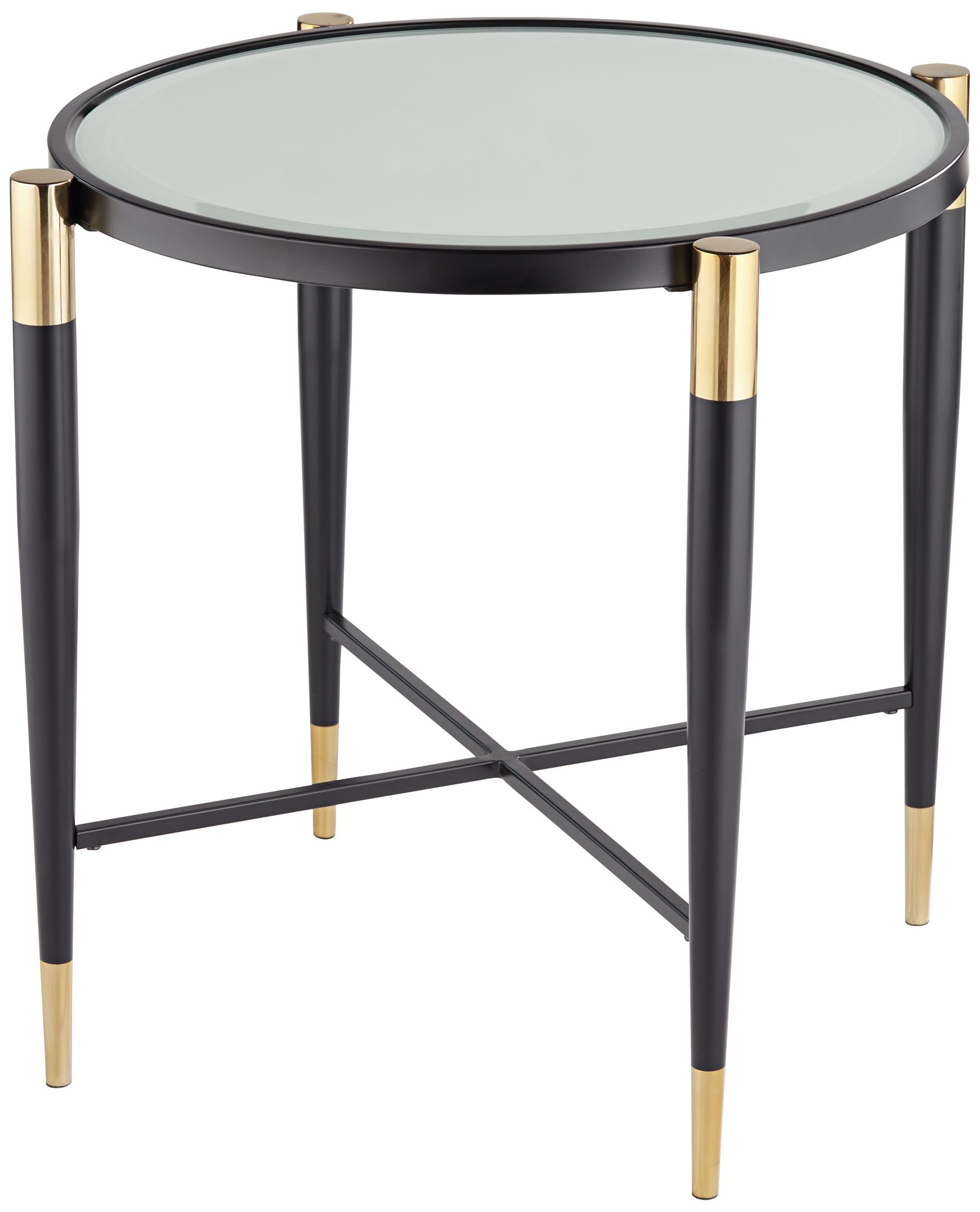 Peter Matte Black and Gold End Table 234D0 Lamps Plus
