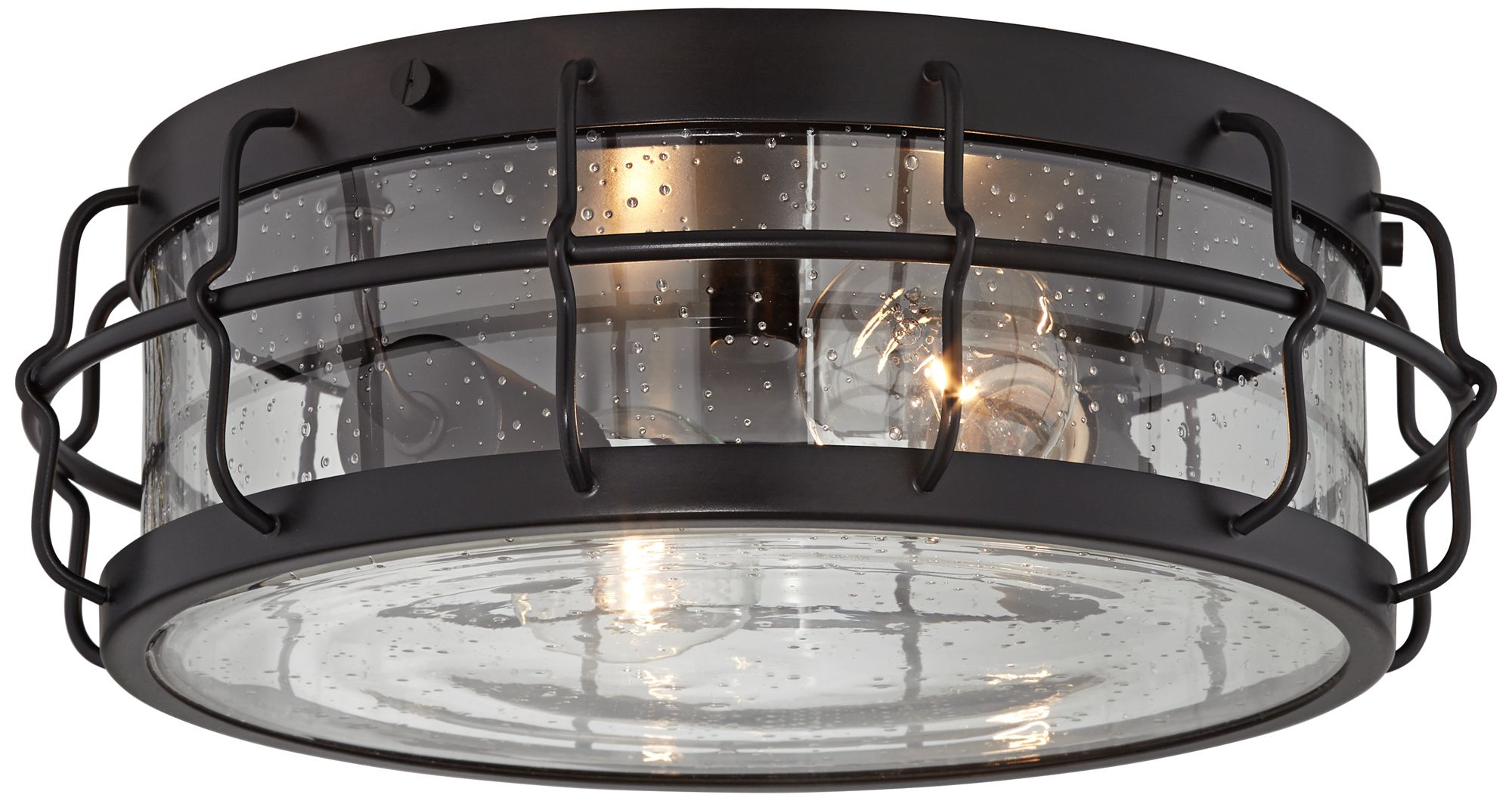 Aya 13 1/4" Wide Bronze Caged Metal Ceiling Light 24C15 Lamps Plus