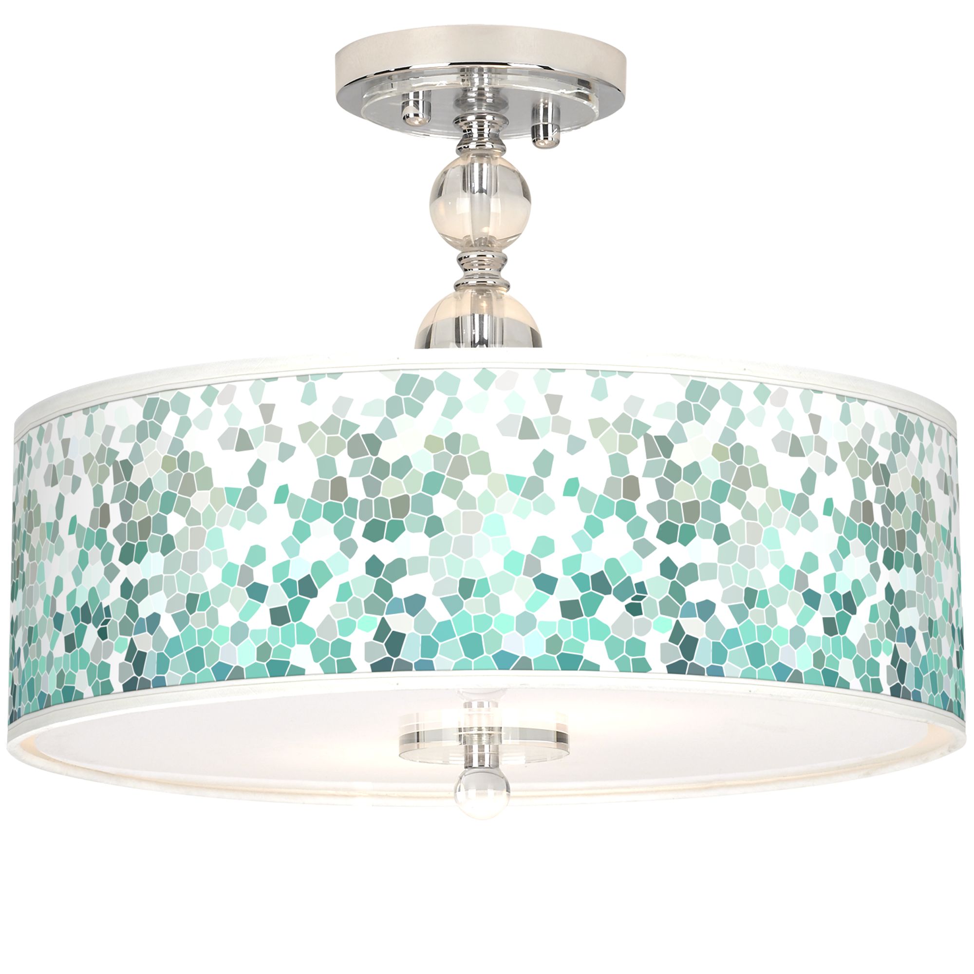 Aqua Mosaic Giclee 16" Wide SemiFlush Ceiling Light 24Y97 Lamps Plus