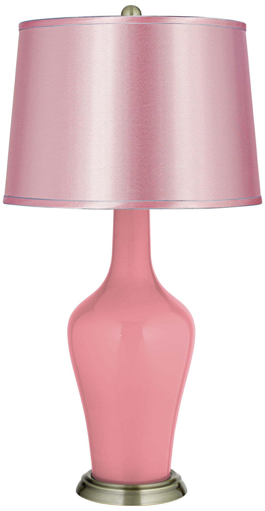 Haute Pink Satin Pale Pink Shade Anya Table Lamp 25R59 Lamps Plus