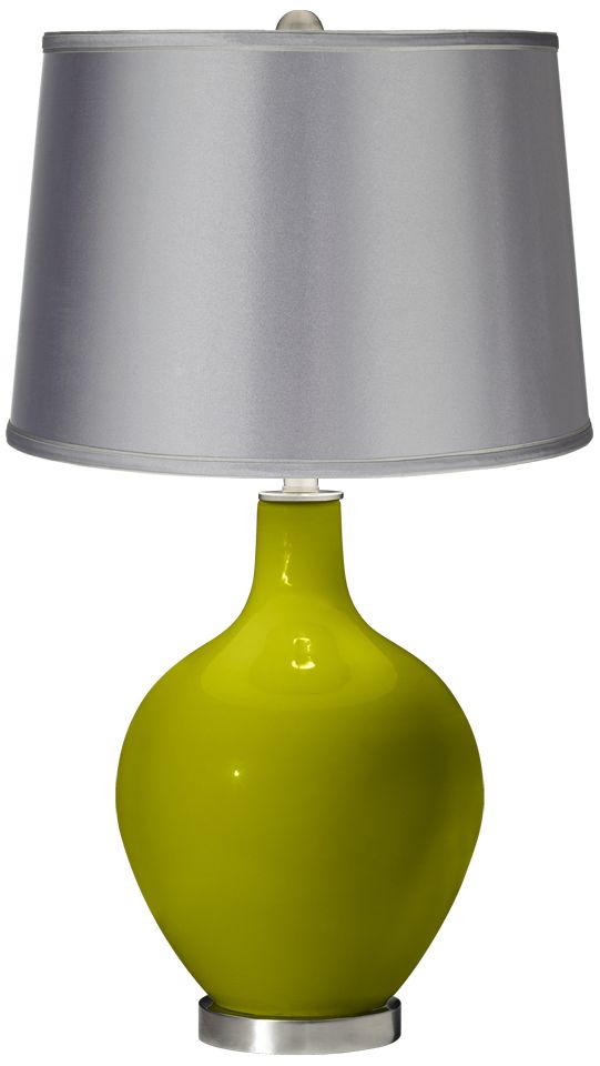 Olive Green Satin Light Gray Shade Ovo Table Lamp 28P33 Lamps Plus