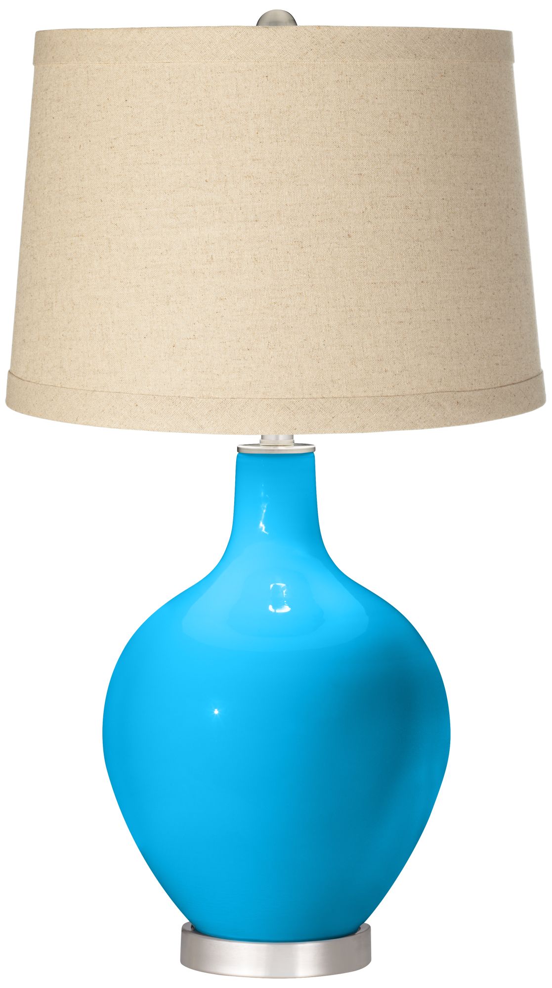 Sky Blue Oatmeal Linen Shade Ovo Table Lamp 28T23 Lamps Plus