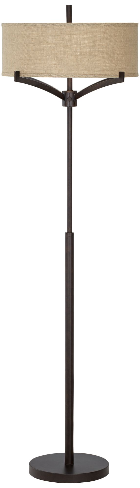 Franklin Iron Works Tremont Floor Lamp with Burlap Shade 2J445