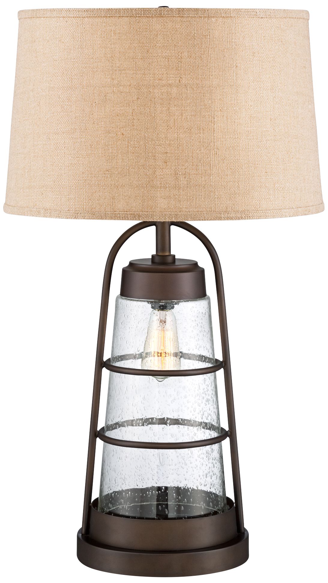 Industrial Lantern Table Lamp with Night Light 2V218 Lamps Plus