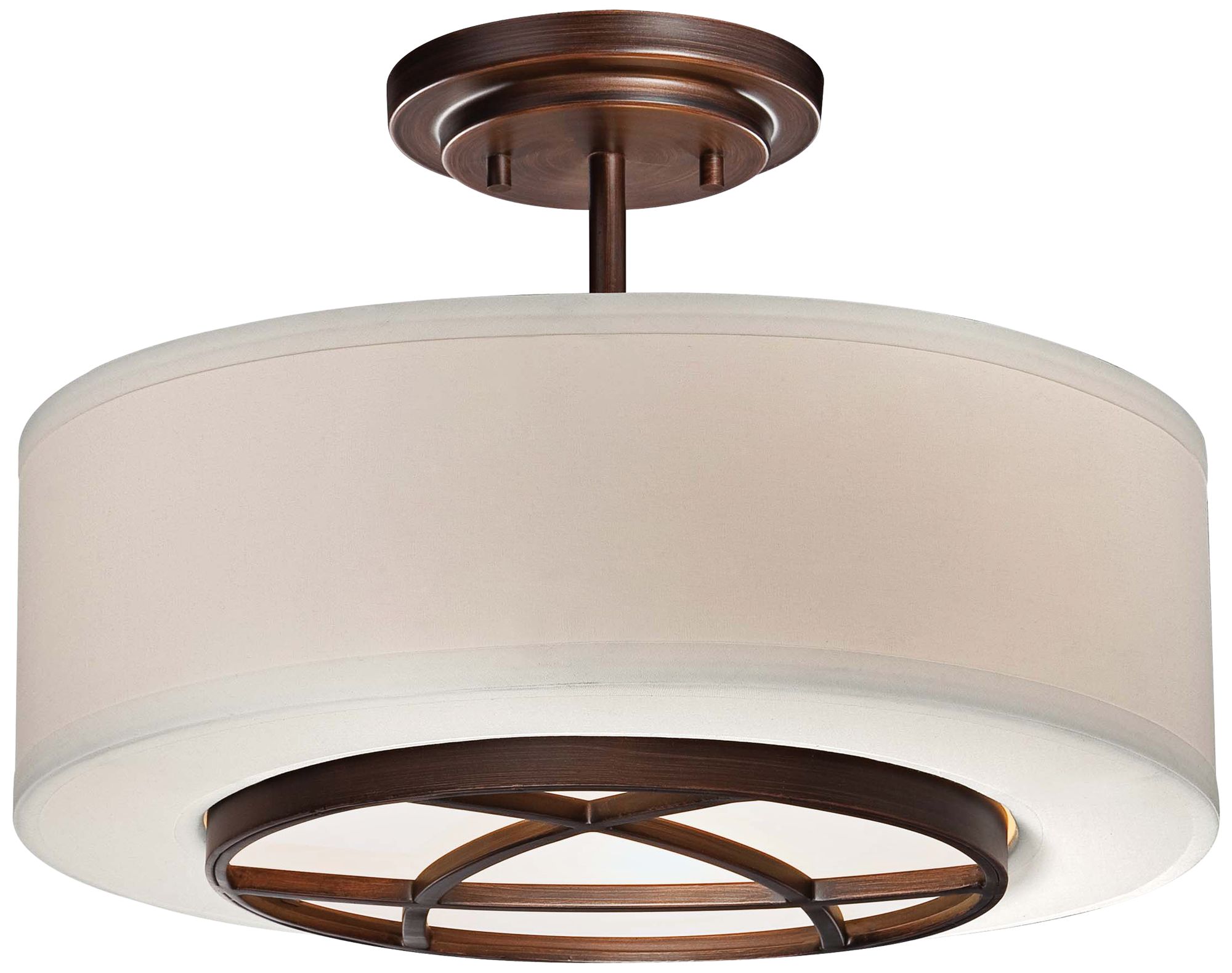 City Club 15" Wide Brushed Bronze SemiFlush Ceiling Light 2W928