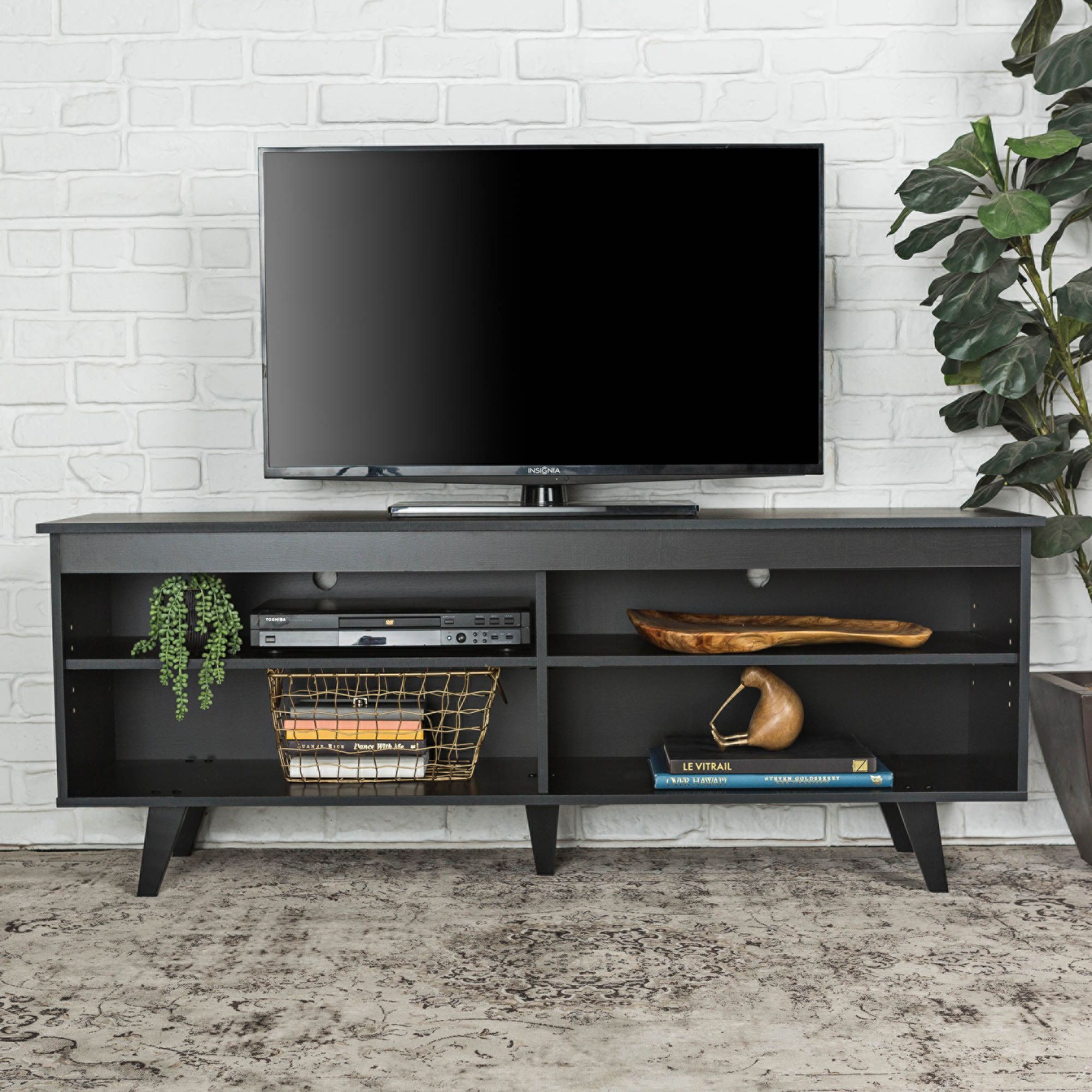 Jones 58" Wide Black Wood Modern TV Media Console 31C39 Lamps Plus