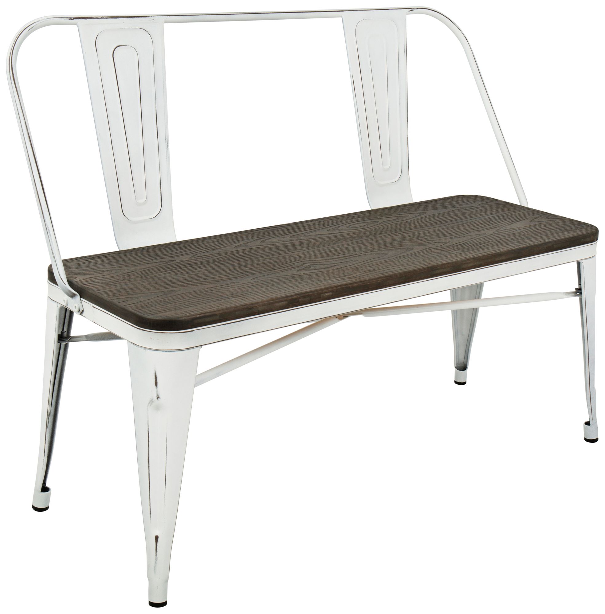 Oregon 42" Wide Vintage White Metal Dining Bench 33J45 Lamps Plus