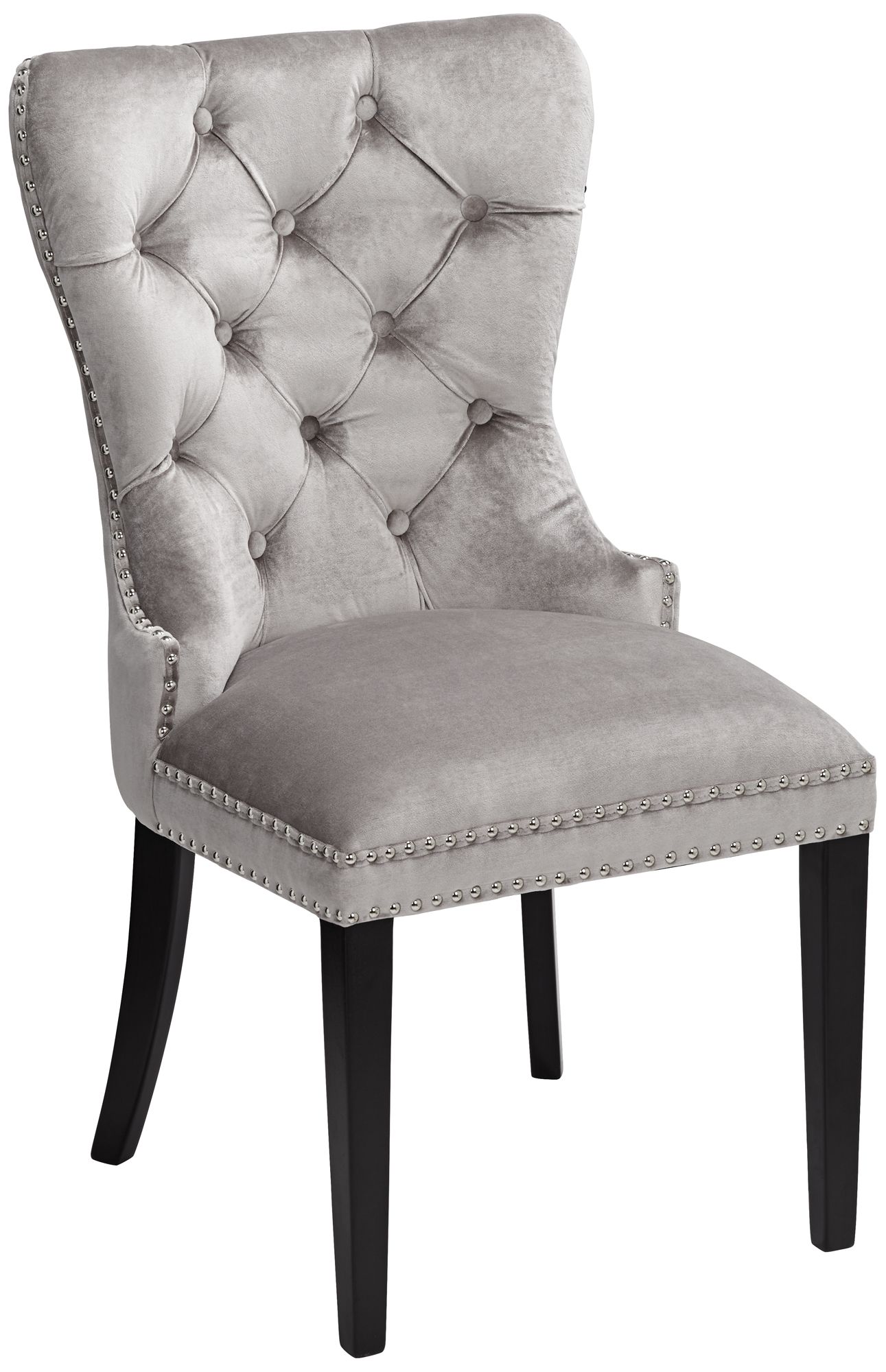 Euphoria Tufted Gray Velvet Dining Chair 33W41 Lamps Plus